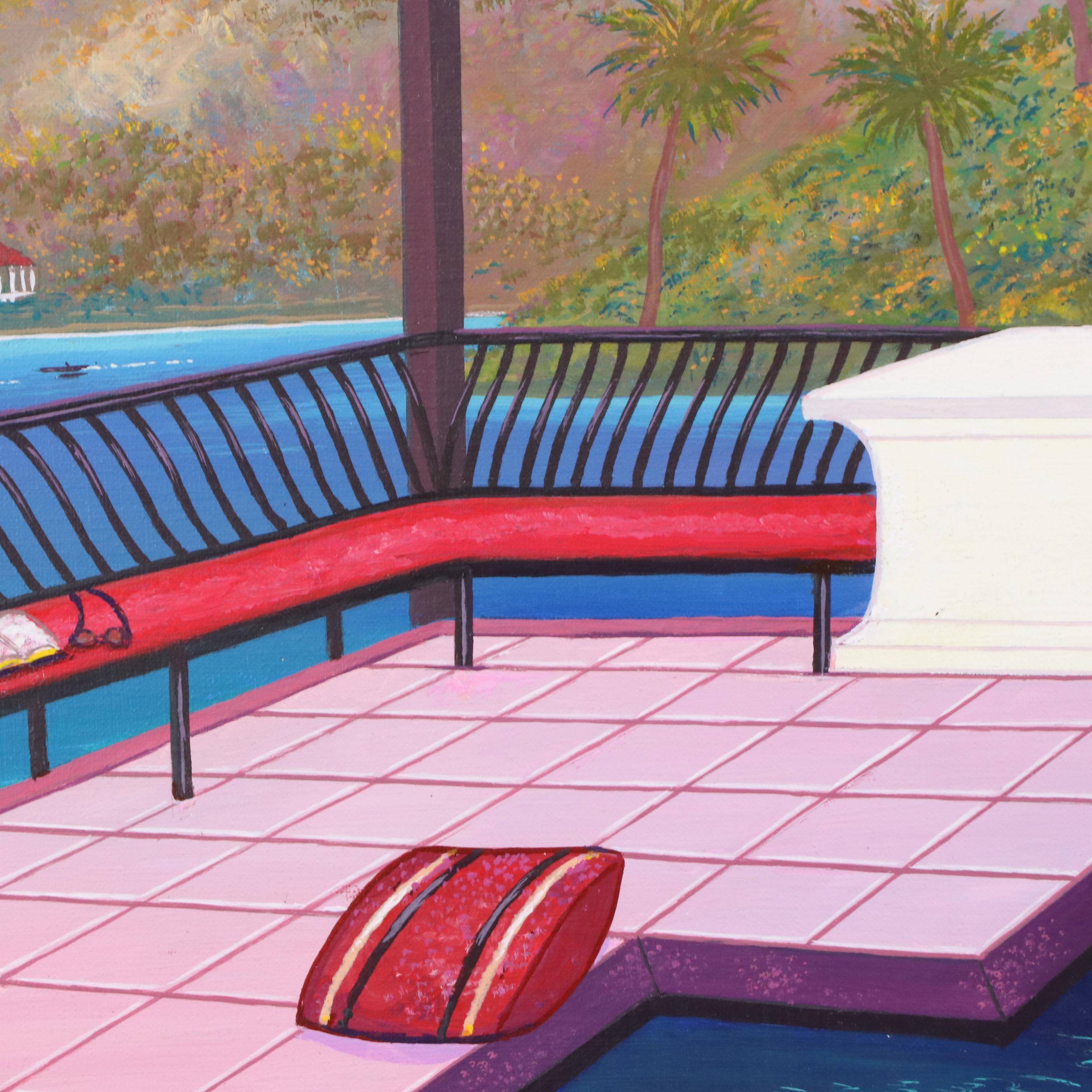 Fanch (Francois) Ledan Surrealist Interior Acrylic Painting "Bora-Bora Bay"