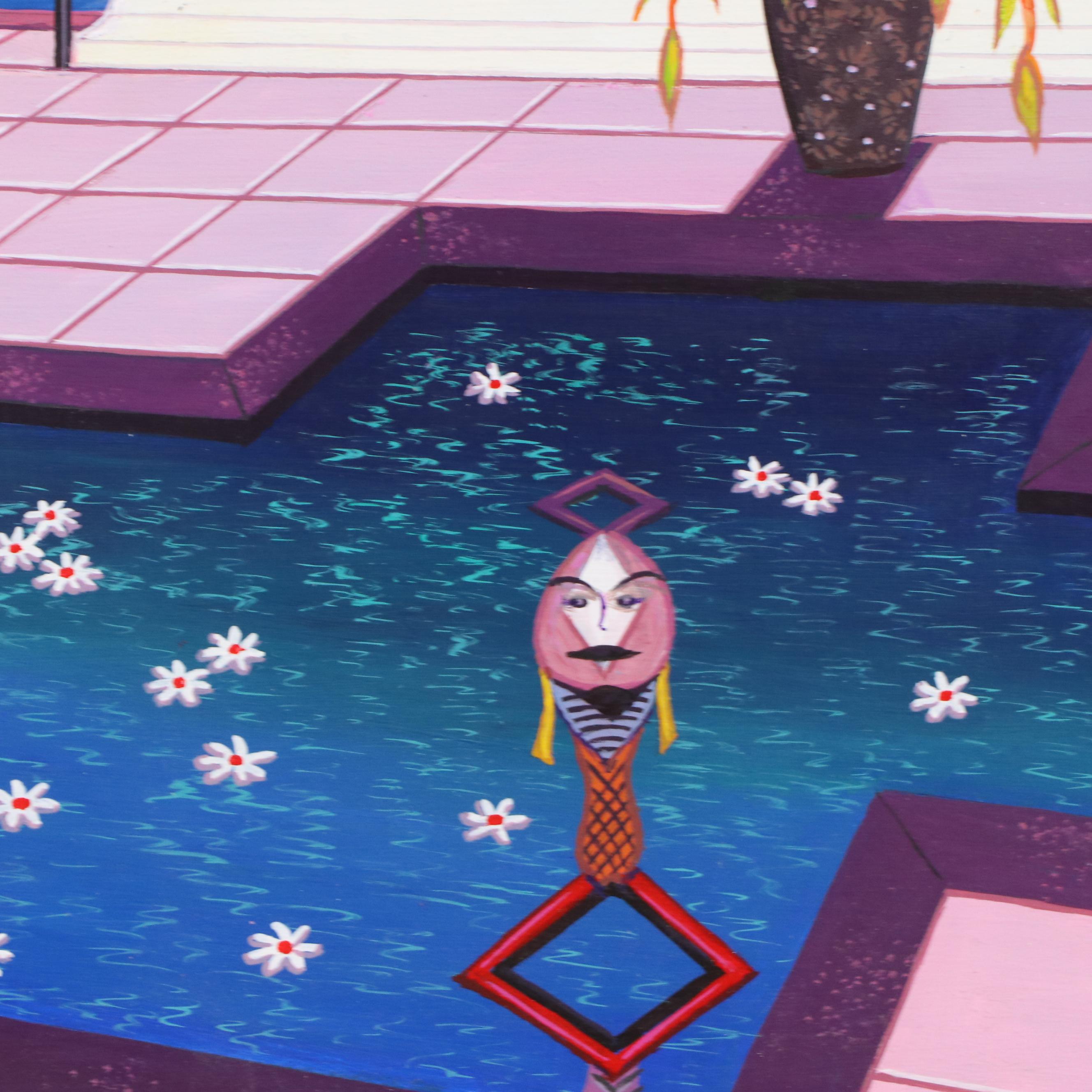 Fanch (Francois) Ledan Surrealist Interior Acrylic Painting "Bora-Bora Bay"