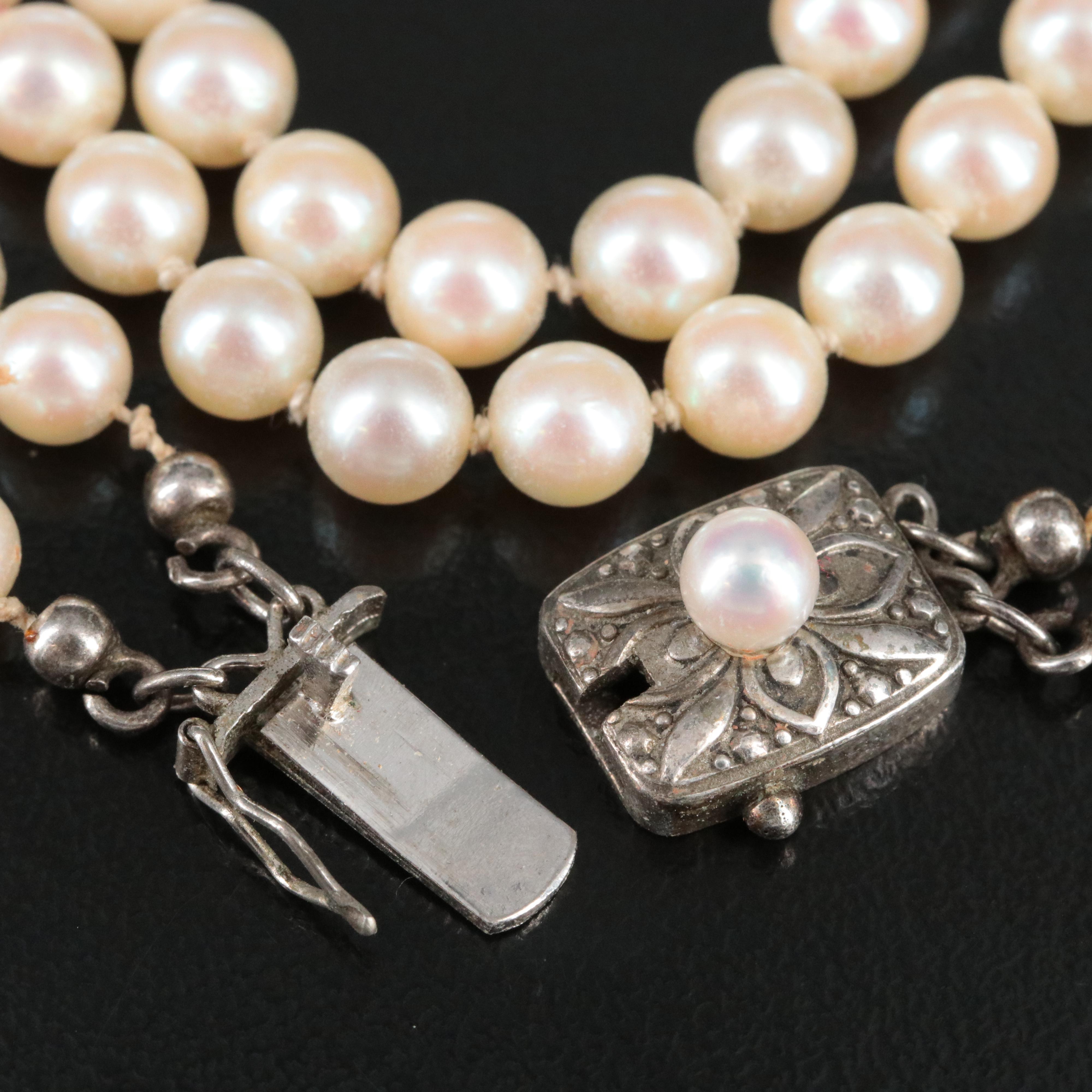 Mikimoto Pearl Necklace with Sterling Clasp