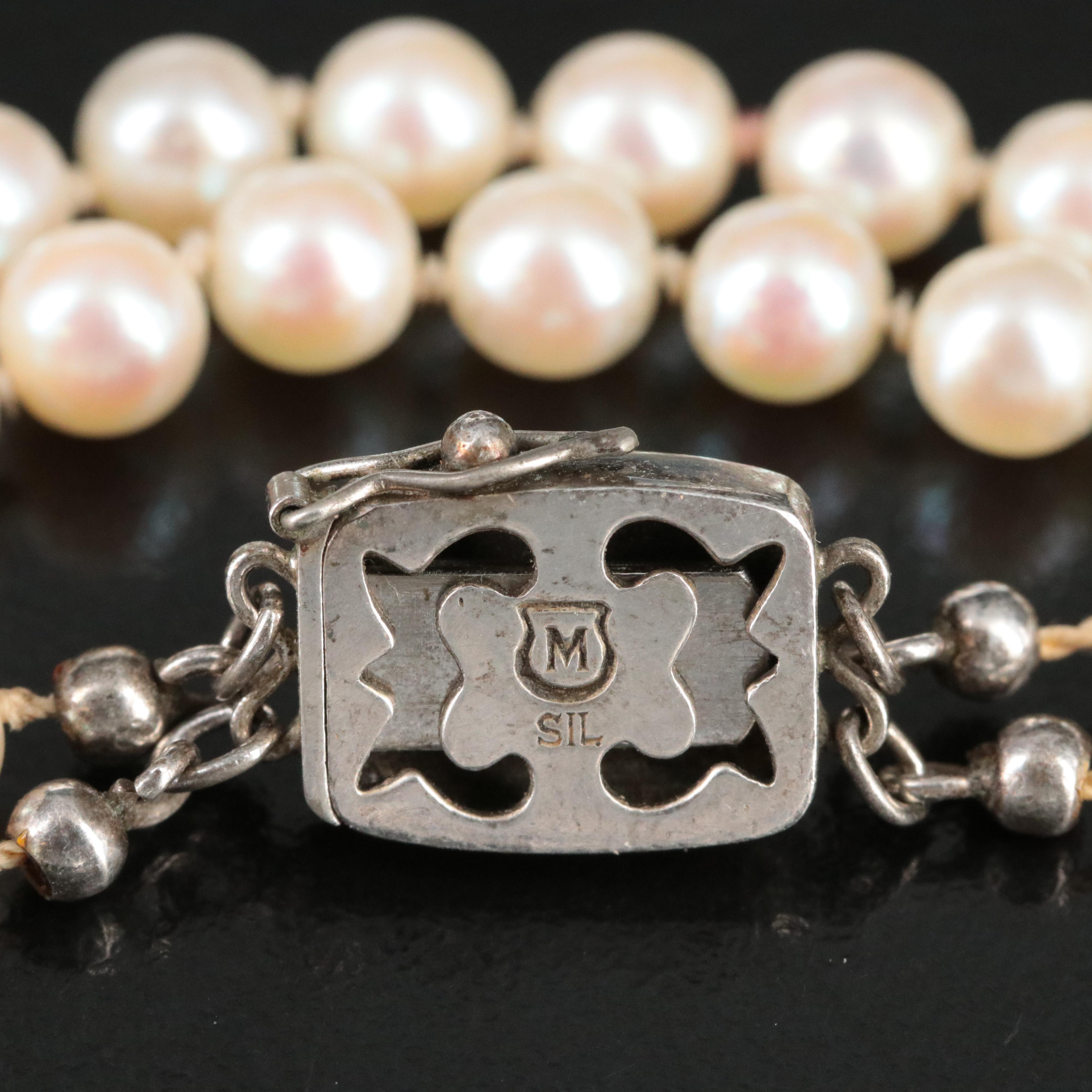 Mikimoto Pearl Necklace with Sterling Clasp