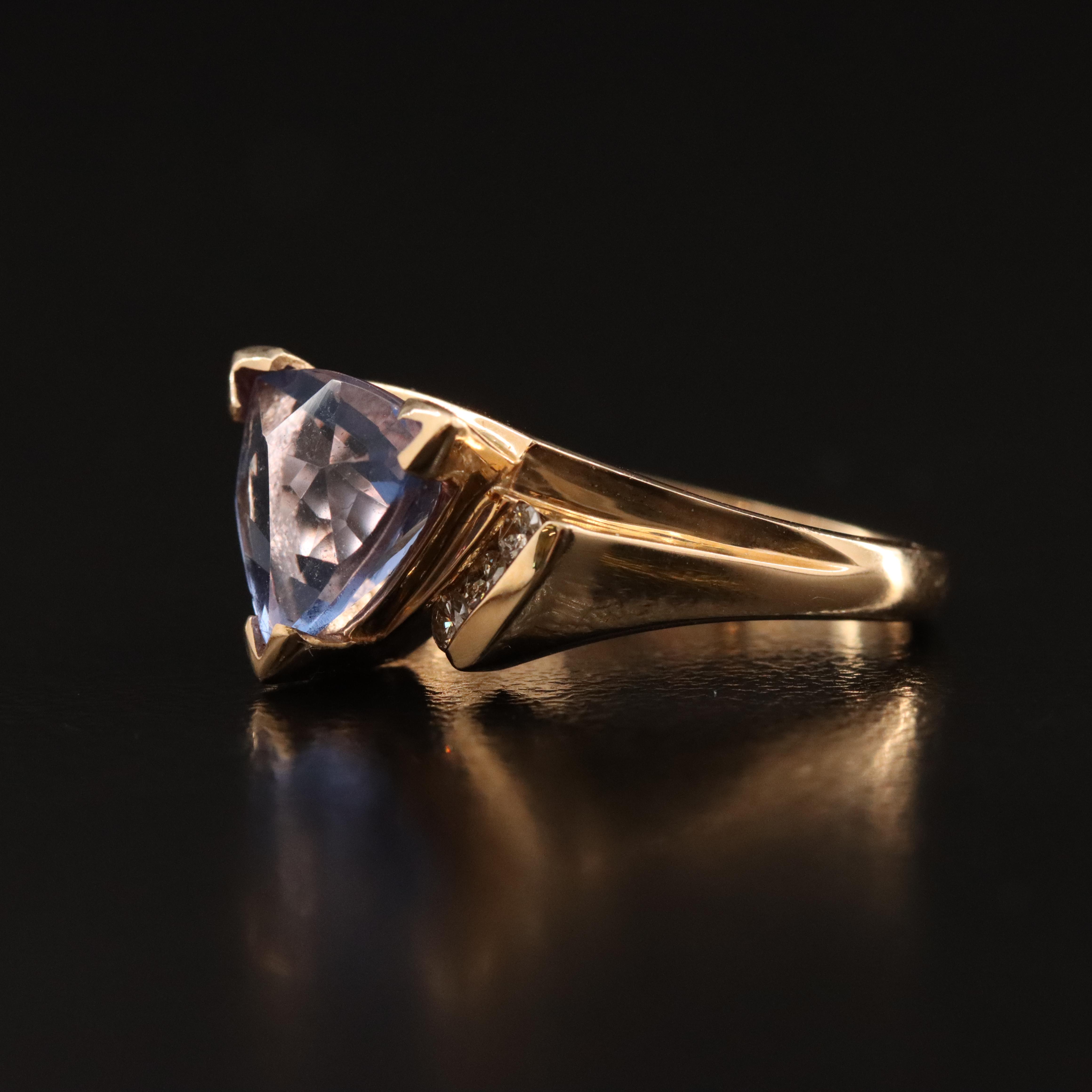 14K Color Change Fluorite and Diamond Ring