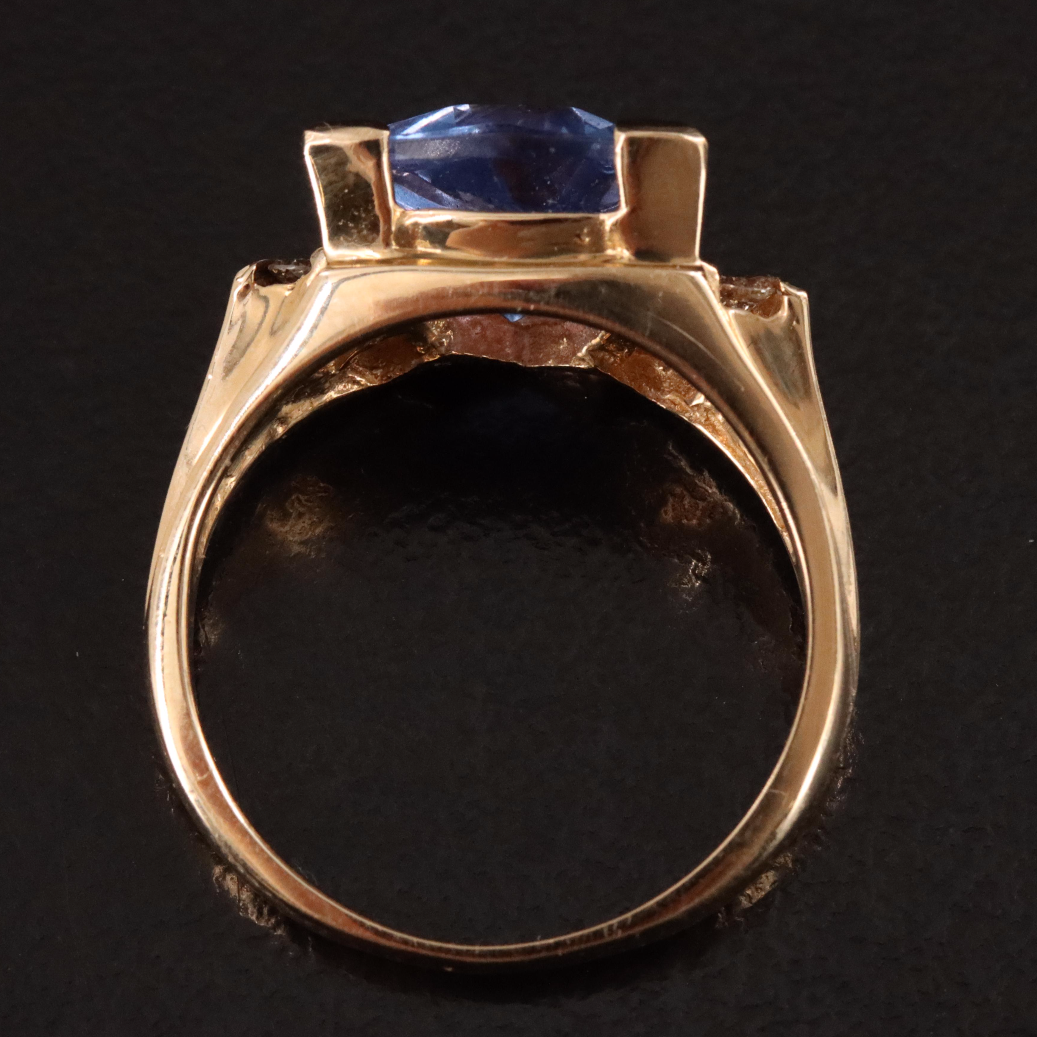 14K Color Change Fluorite and Diamond Ring
