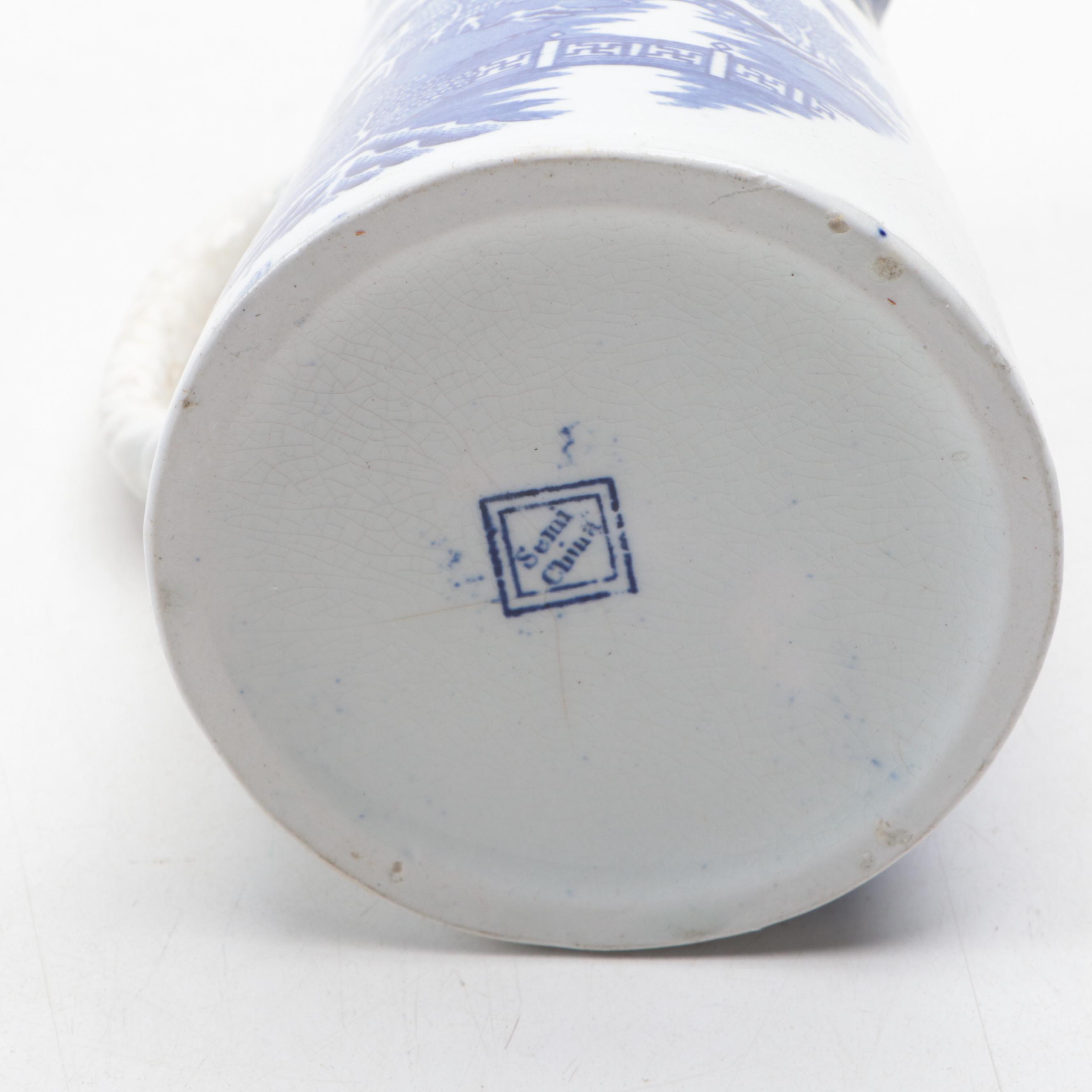 Coalport Bone China "Willow" Cups and Saucers with Ridways Pitcher