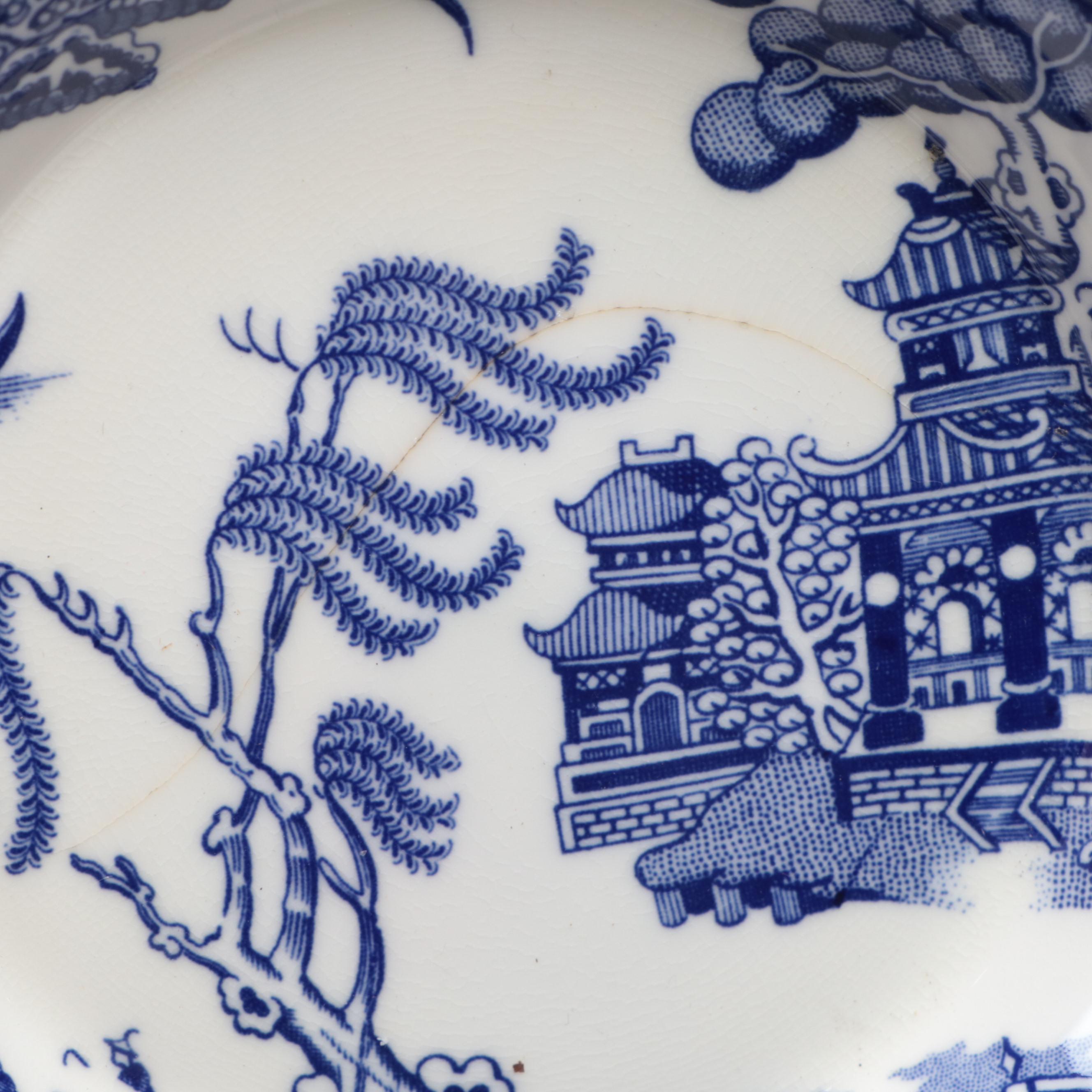 Coalport Bone China "Willow" Cups and Saucers with Ridways Pitcher