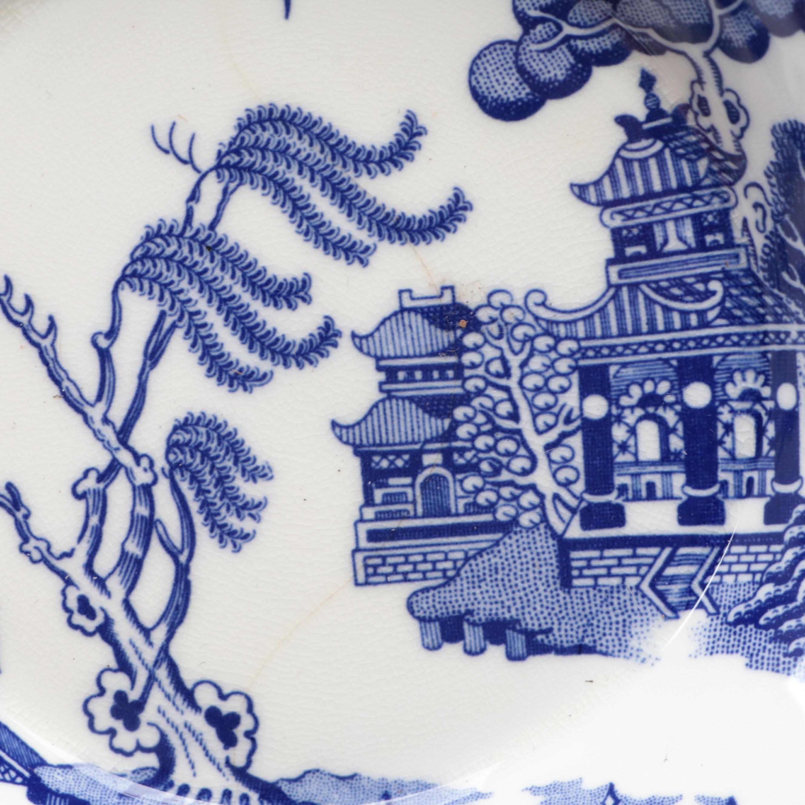 Coalport Bone China "Willow" Cups and Saucers with Ridways Pitcher