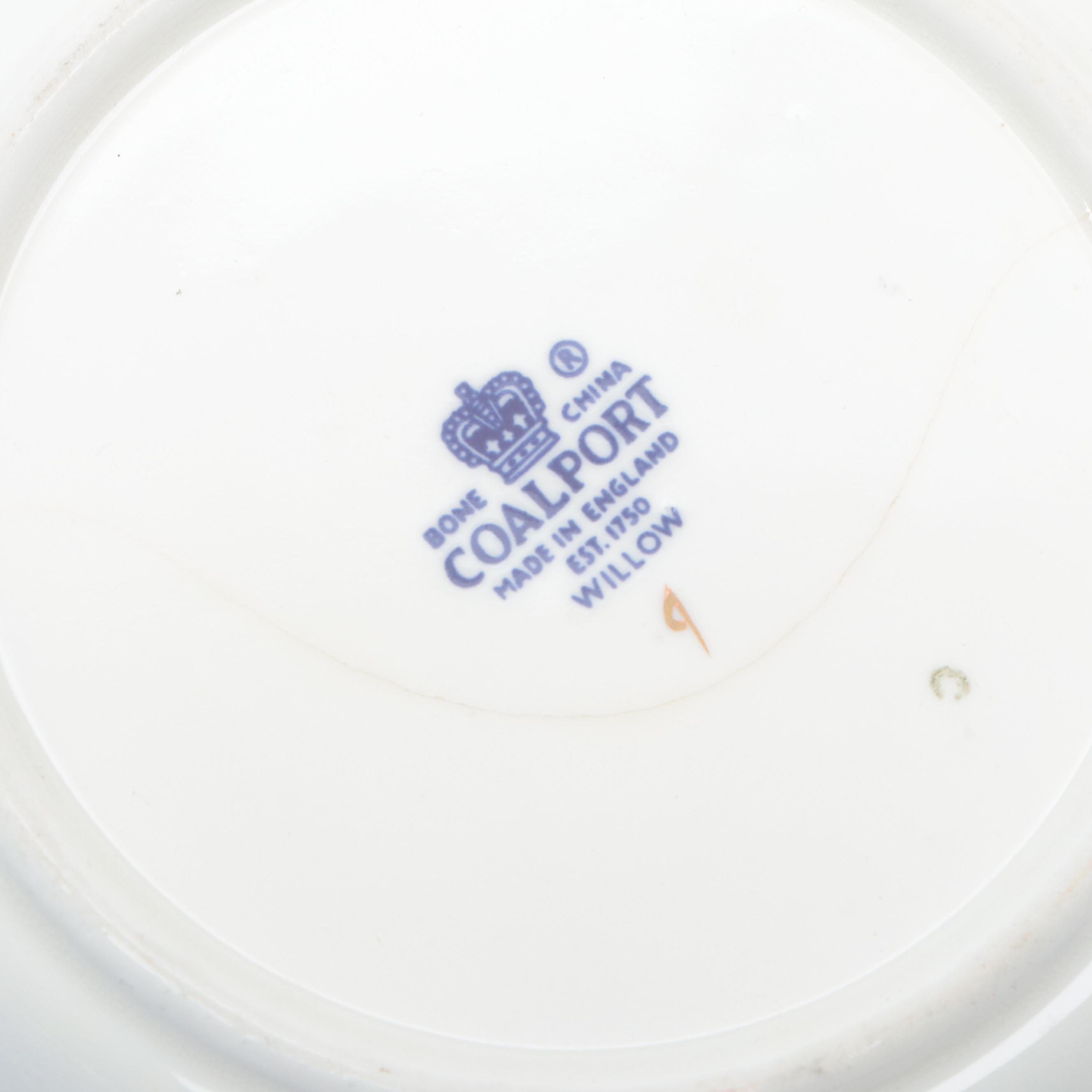 Coalport Bone China "Willow" Cups and Saucers with Ridways Pitcher