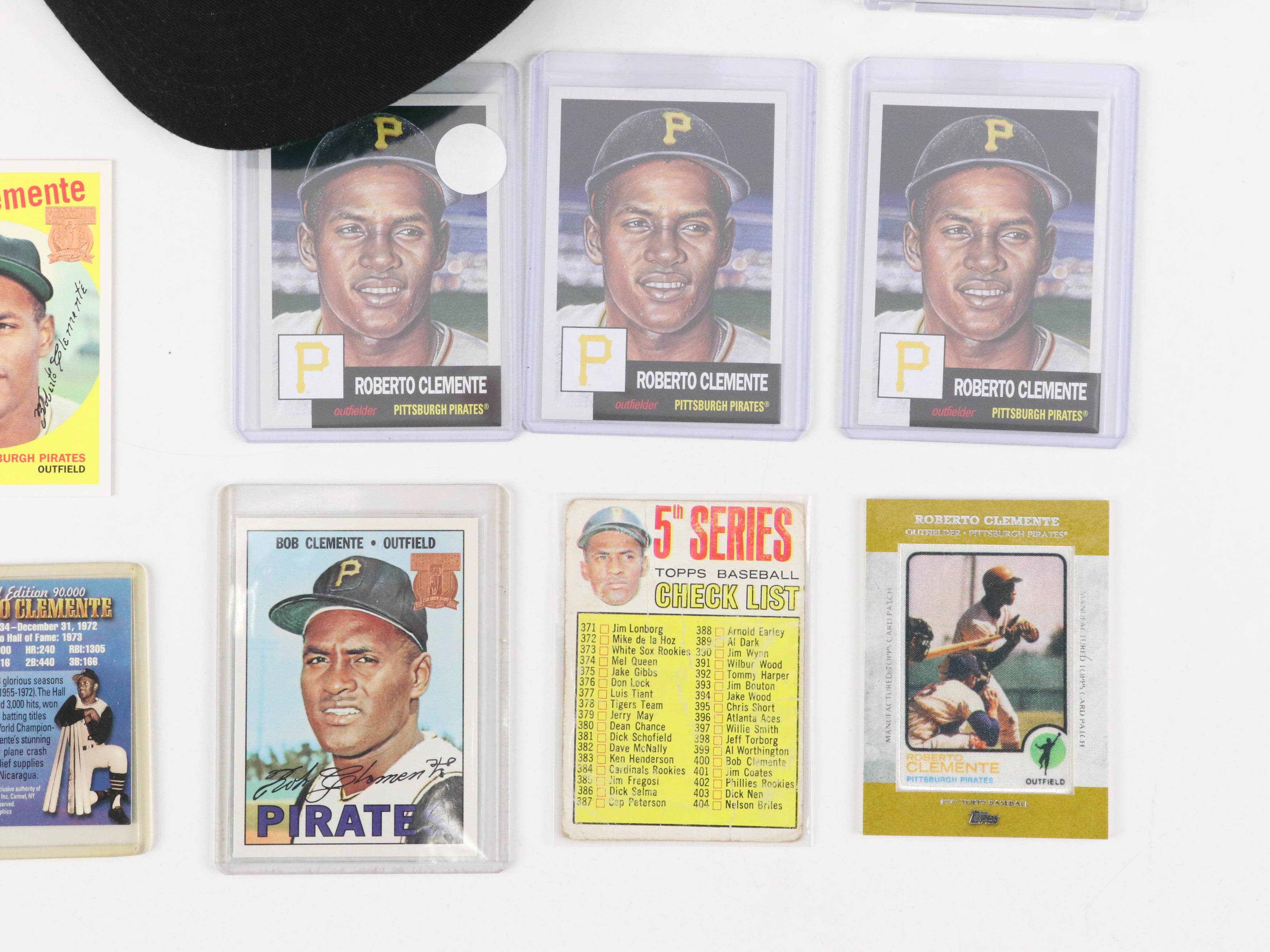 Roberto Clemente Baseball Cards and Bobblehead with Pittsburgh Pirates Hat