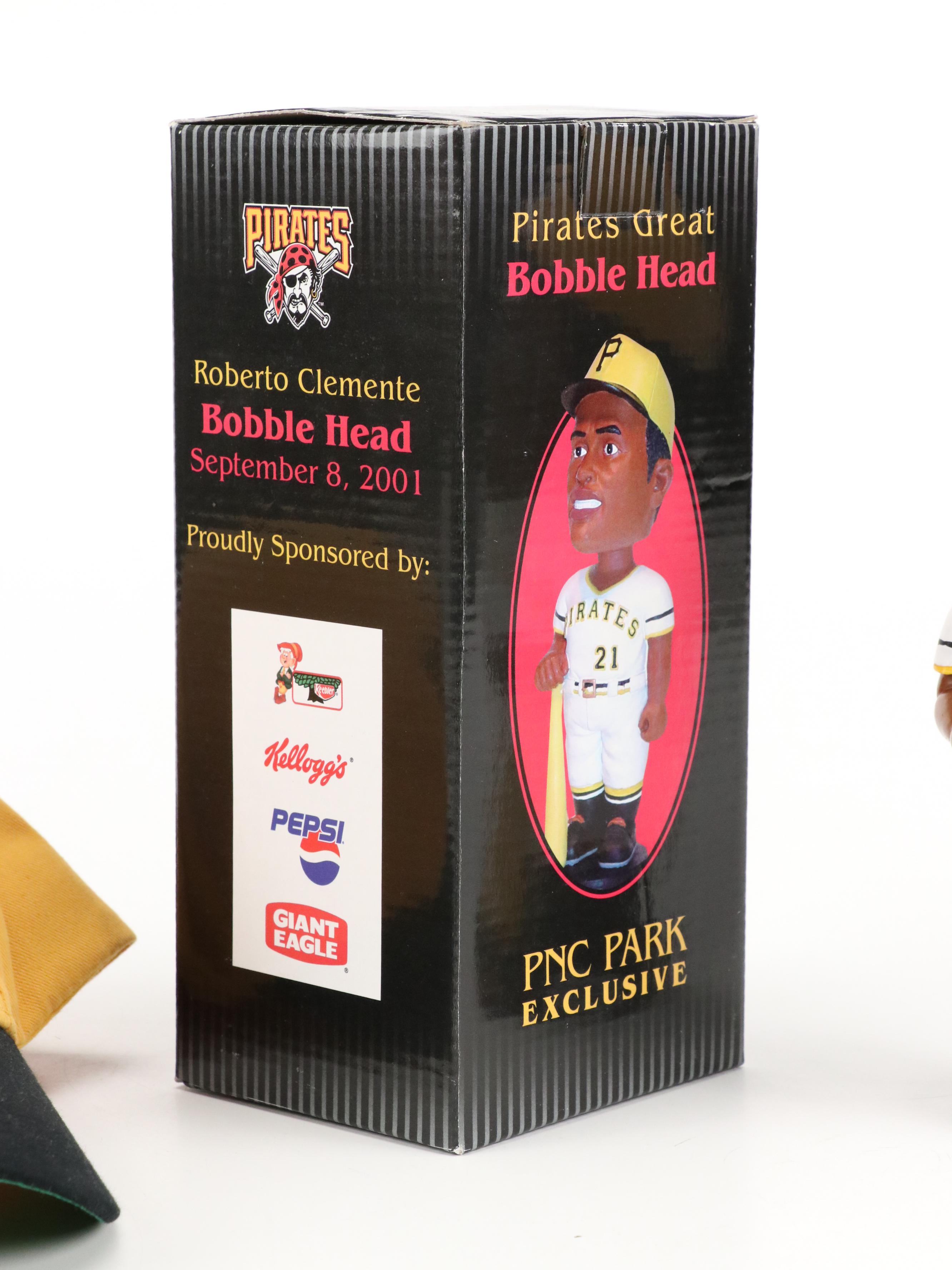 Roberto Clemente Baseball Cards and Bobblehead with Pittsburgh Pirates Hat