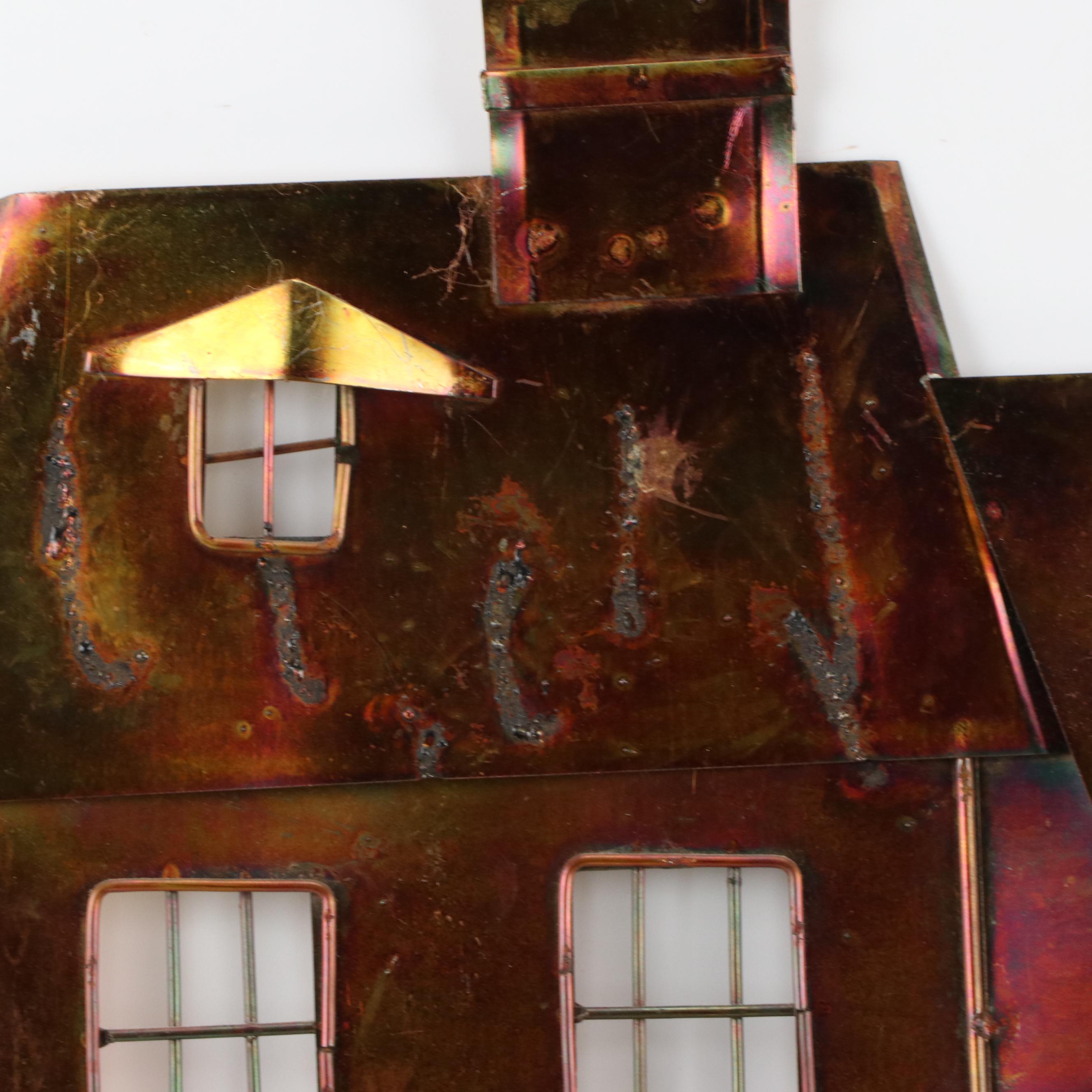 Copper Relief Wall Sculpture of Neighborhood Houses