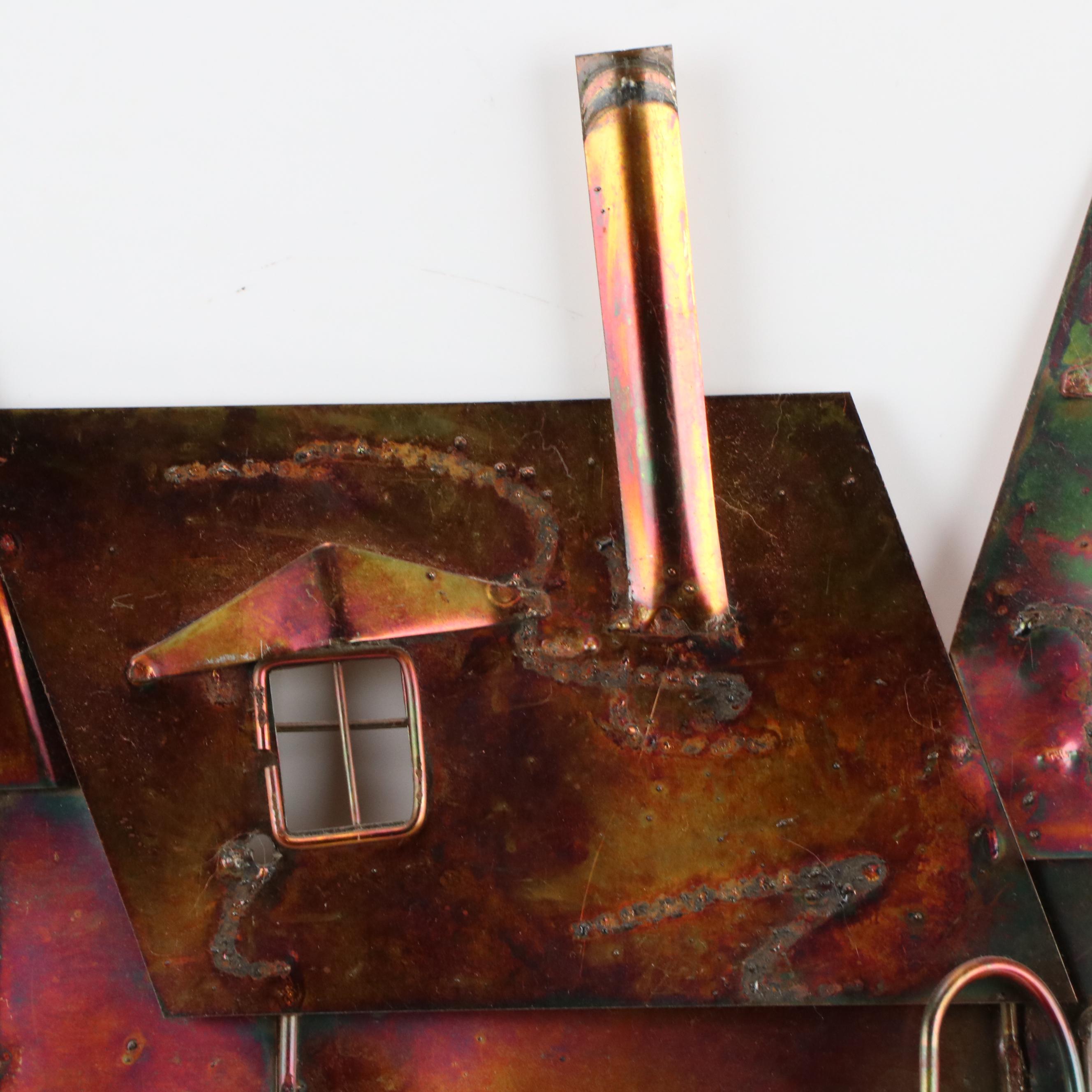 Copper Relief Wall Sculpture of Neighborhood Houses