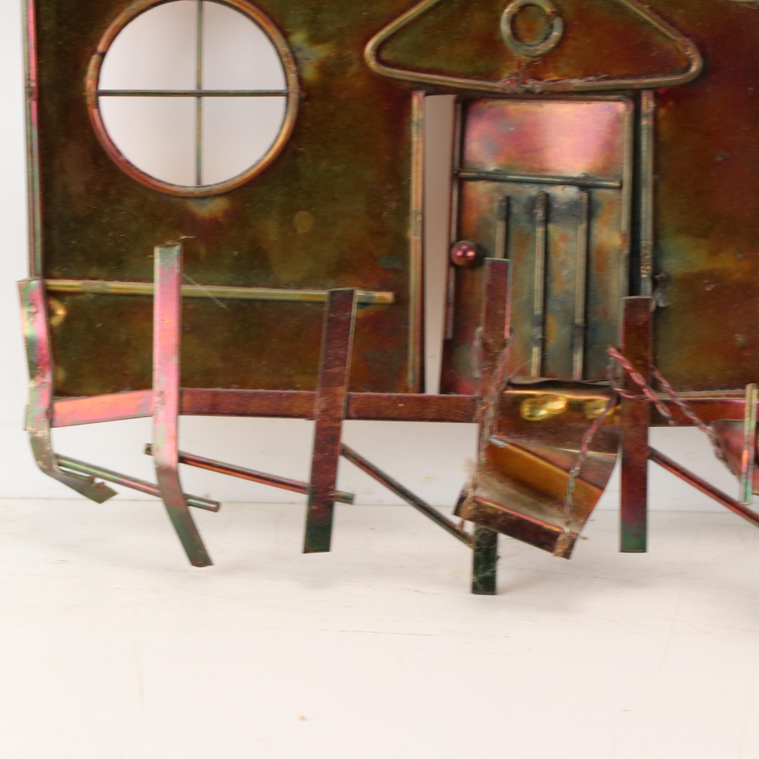 Copper Relief Wall Sculpture of Neighborhood Houses