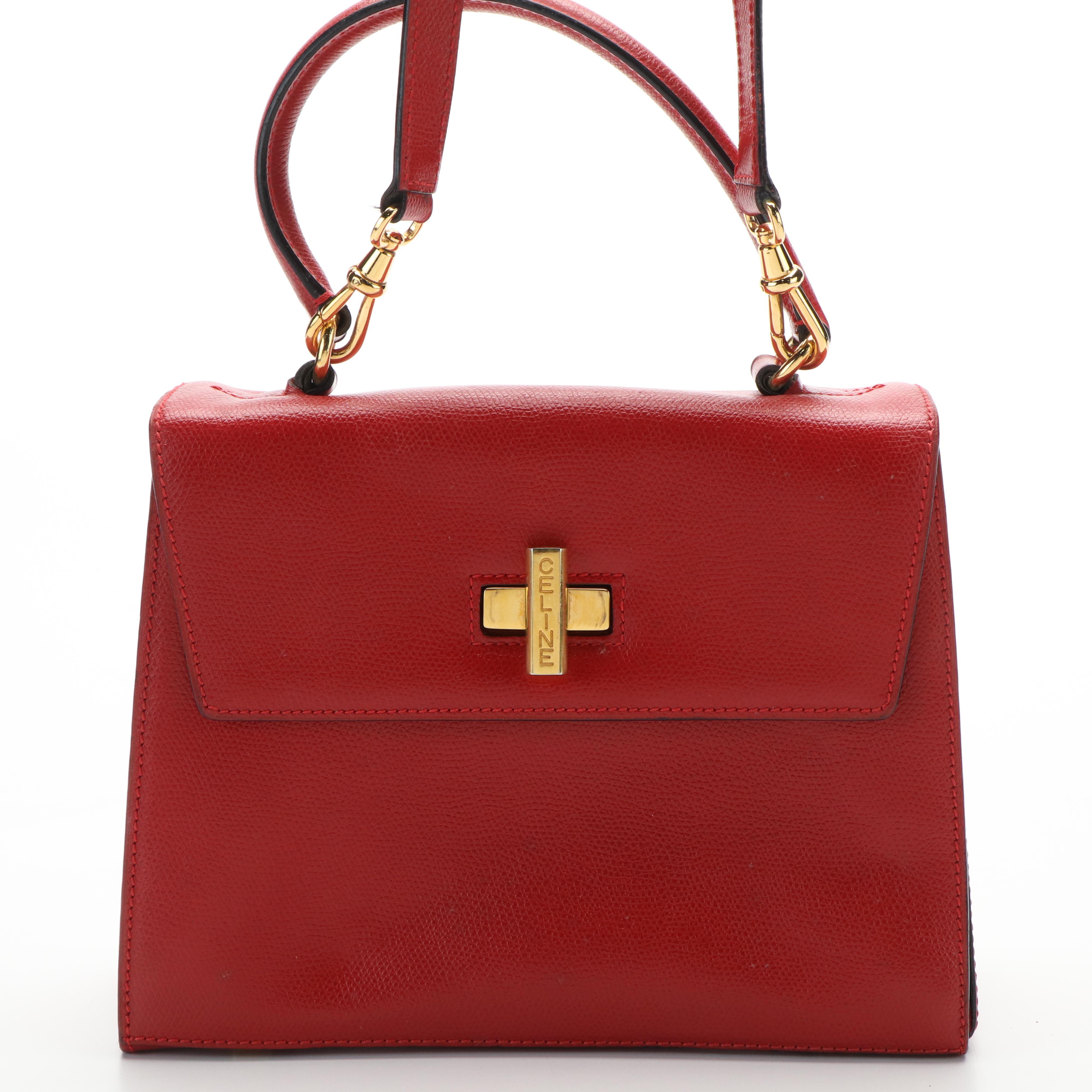 Celine Leather Turn Lock Shoulder Bag