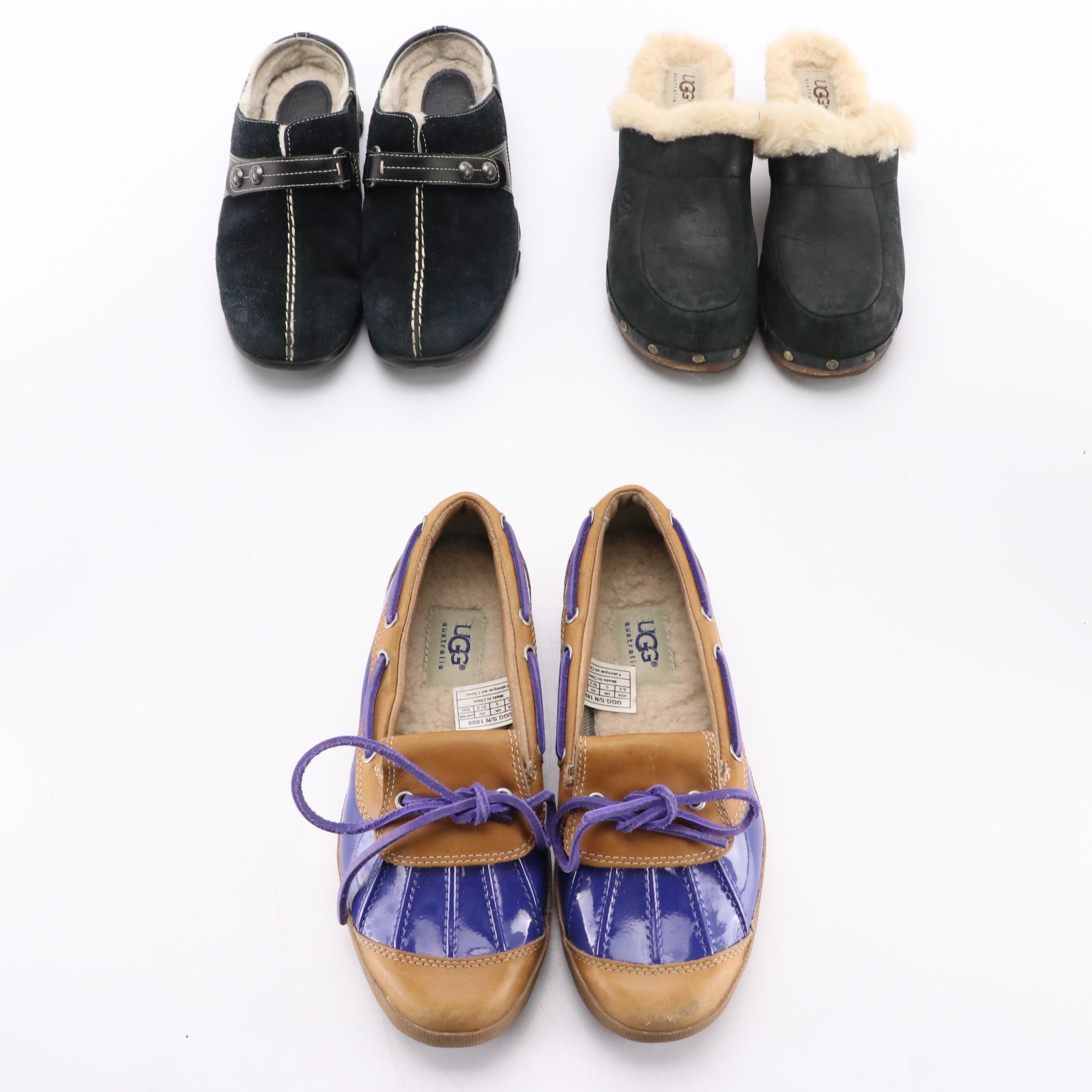 UGG Ashdale 1898 Duck Shoes, Kalie 5491 Mules, and Cole Haan Meribel Clogs