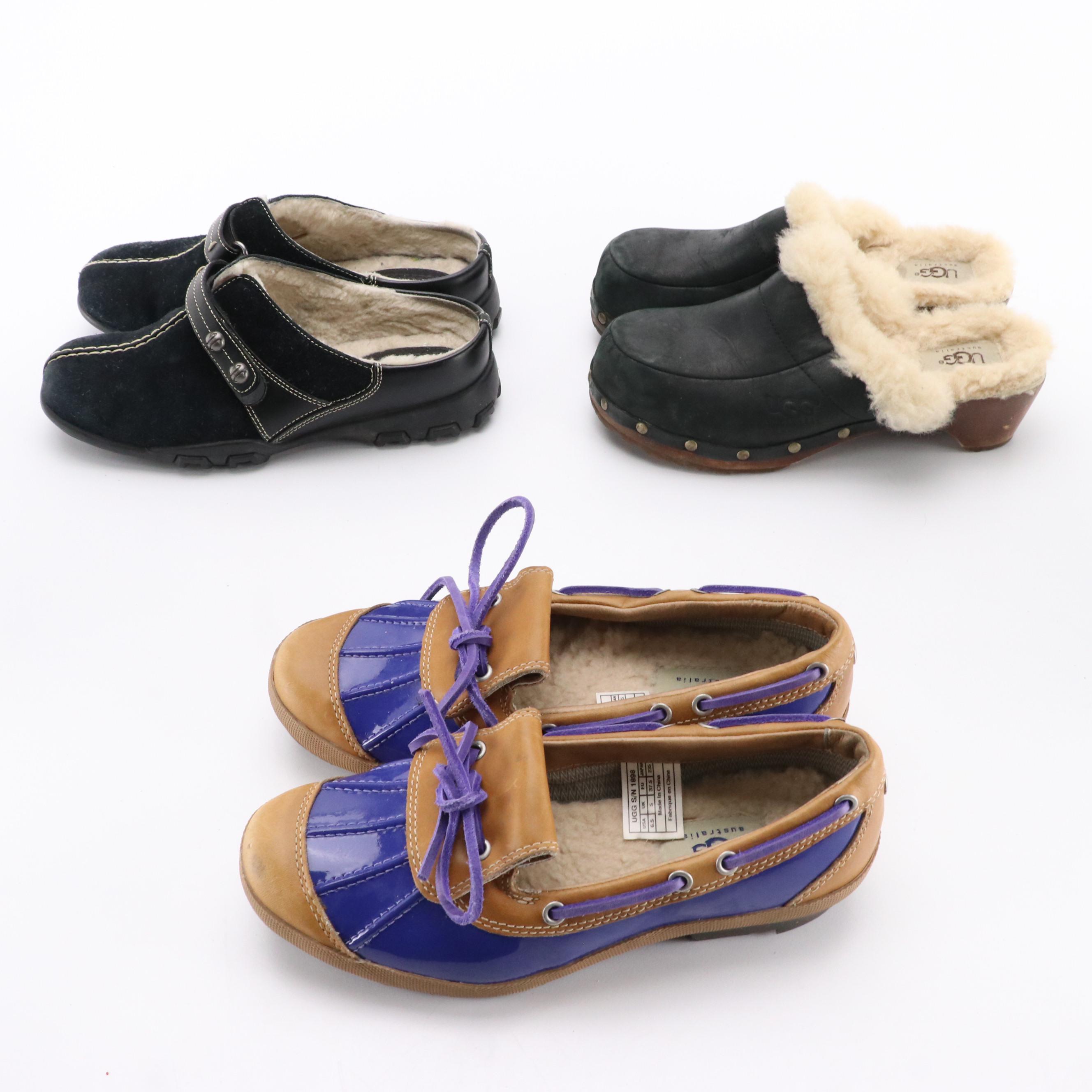 UGG Ashdale 1898 Duck Shoes, Kalie 5491 Mules, and Cole Haan Meribel Clogs