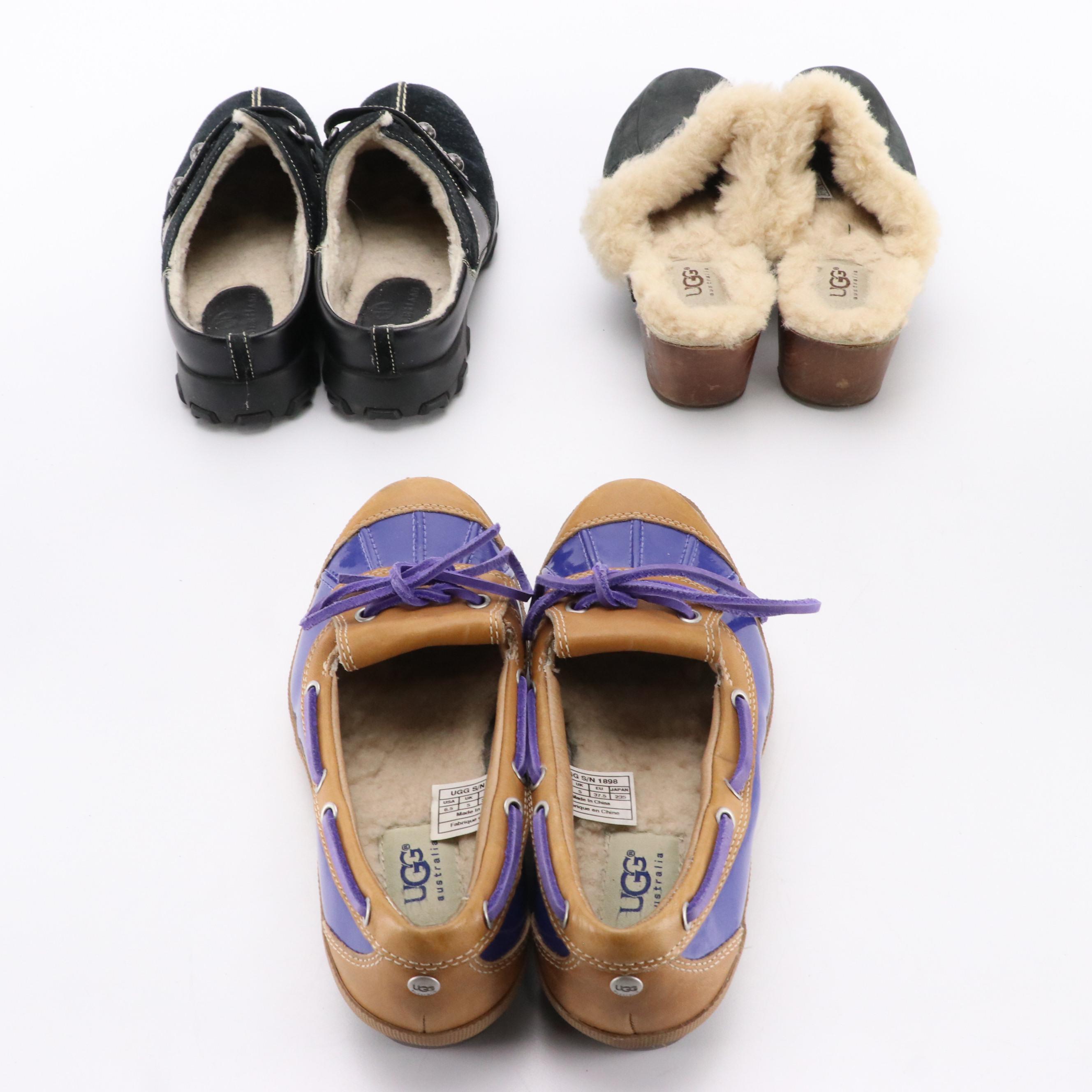 UGG Ashdale 1898 Duck Shoes, Kalie 5491 Mules, and Cole Haan Meribel Clogs