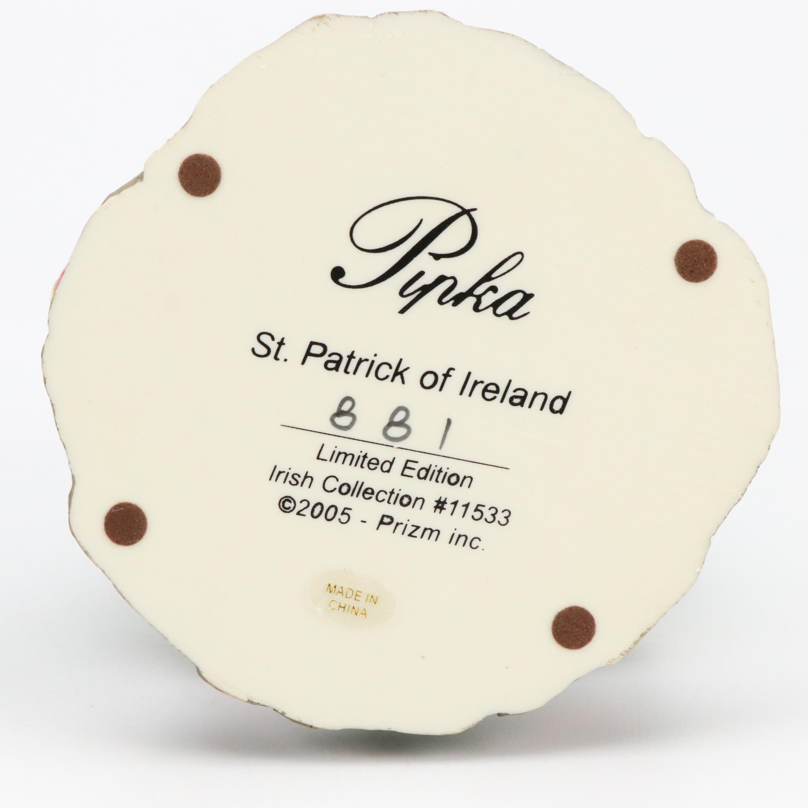 Pipka Santas St. Patrick of Ireland Santa and Lucky Irish Santa Figurines