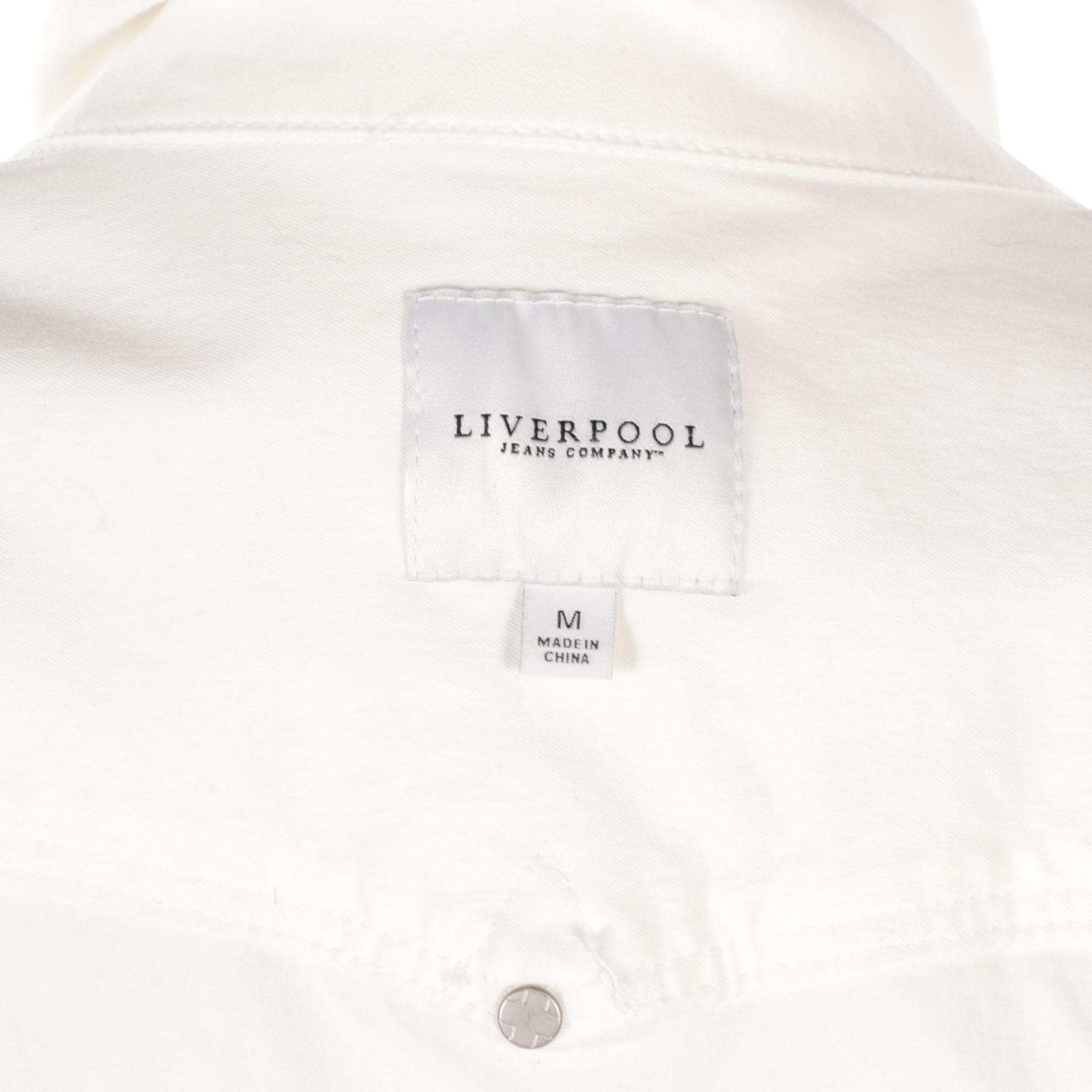 Scripted Black Rhinestone Embellished Jean Jacket, Liverpool White Denim Jacket