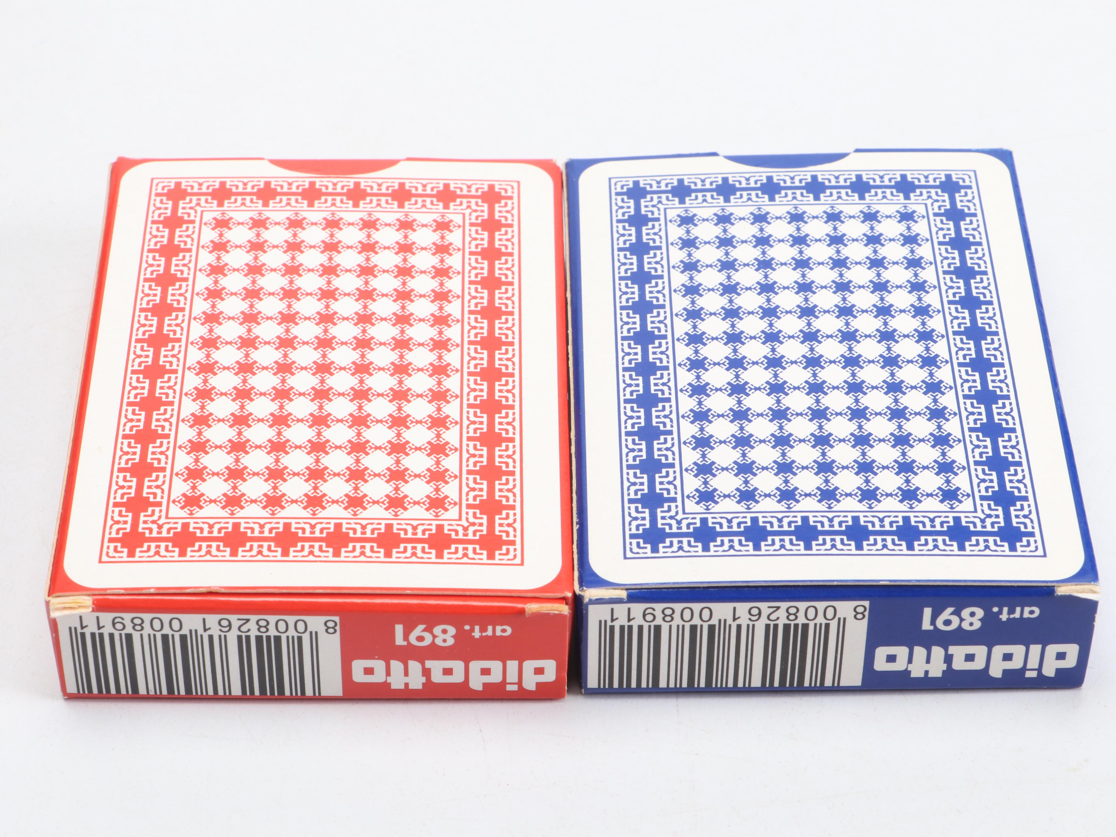 Italian Playing Card Sets with Card Suit Motif Wood Inlay Lidded Box