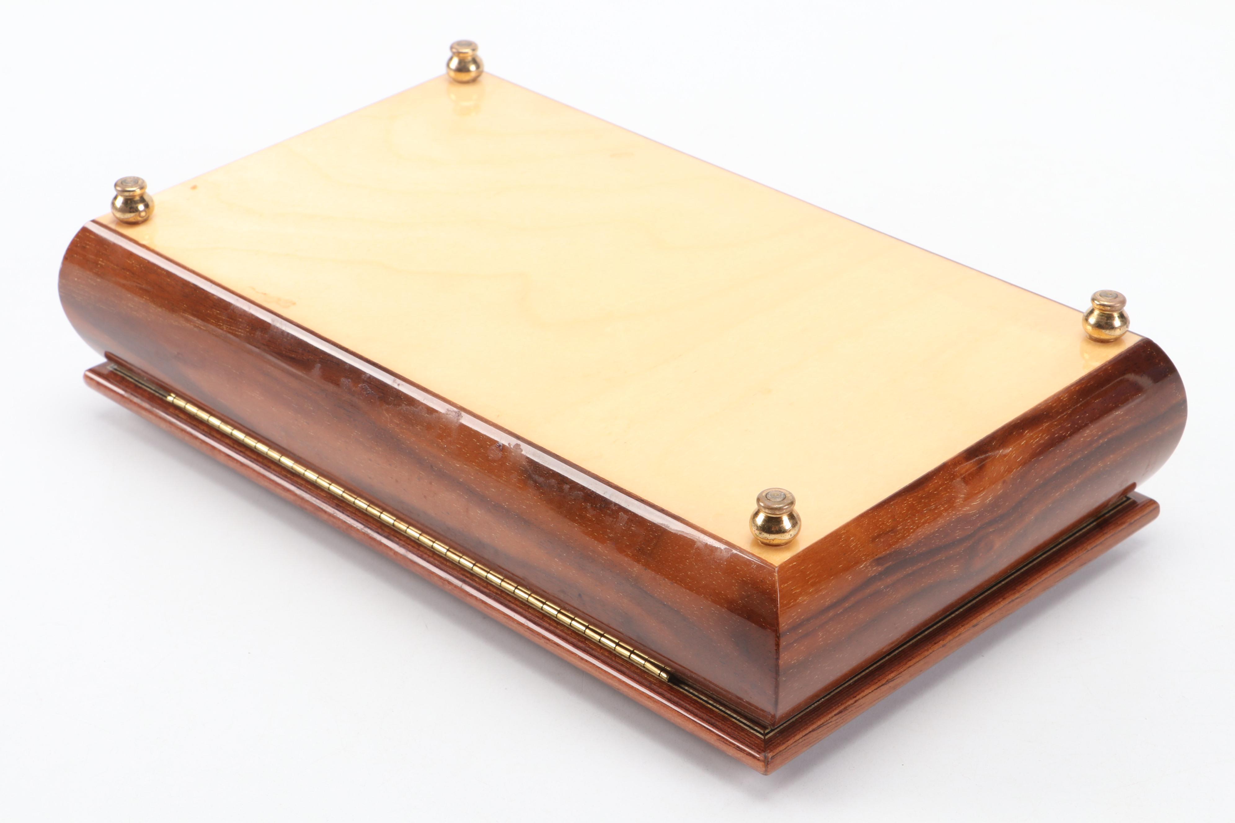 Italian Playing Card Sets with Card Suit Motif Wood Inlay Lidded Box