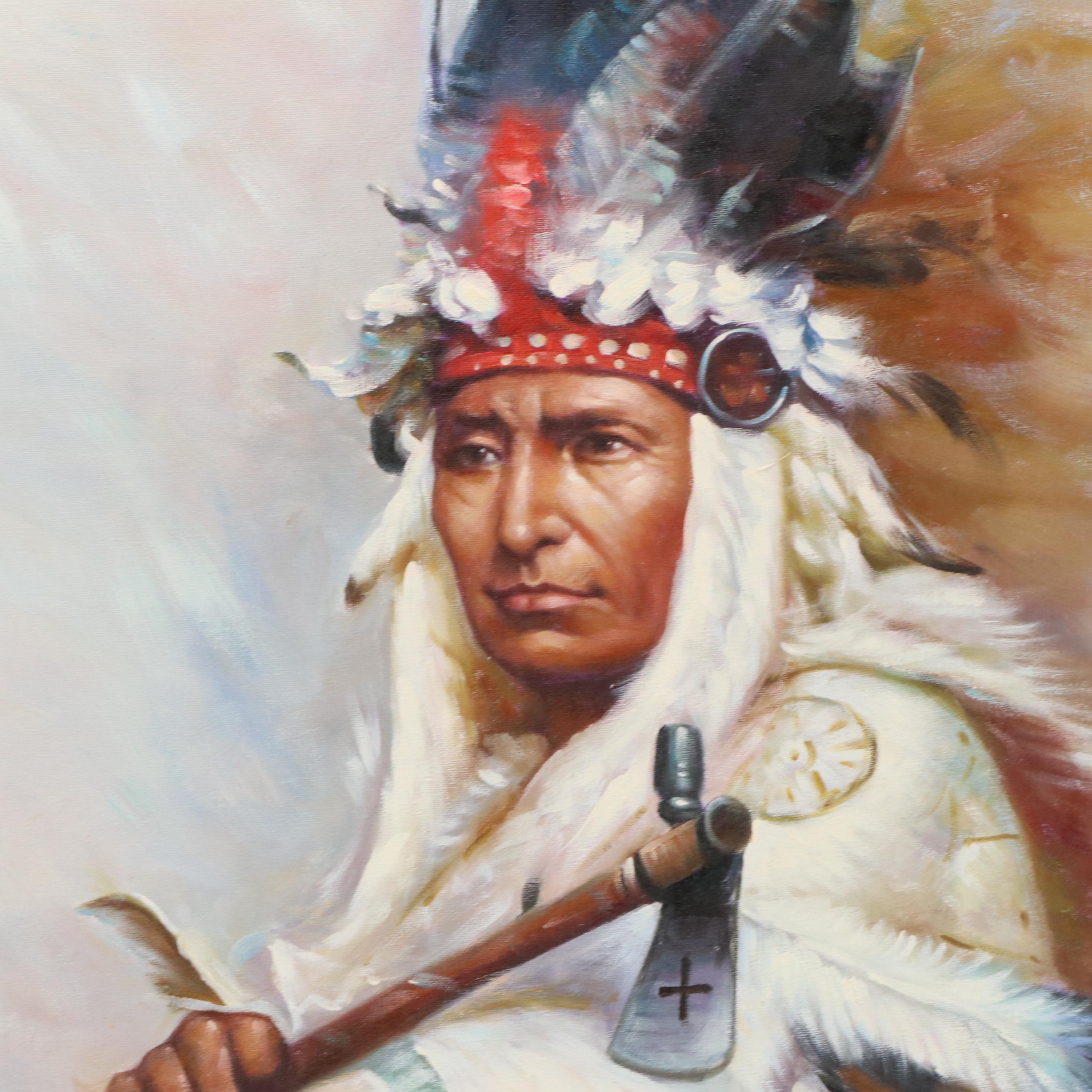 Oil Painting Portrait of Native American Man