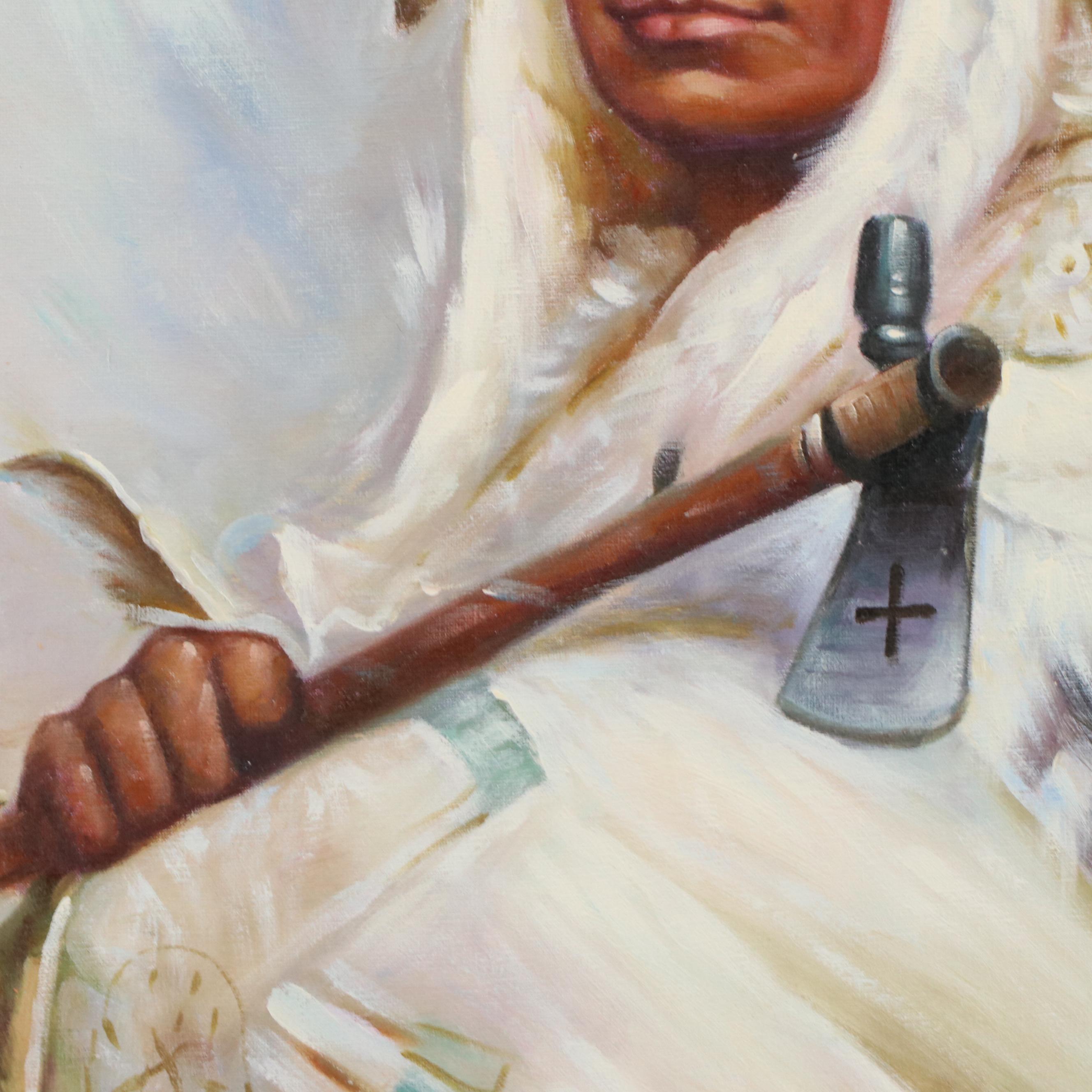 Oil Painting Portrait of Native American Man