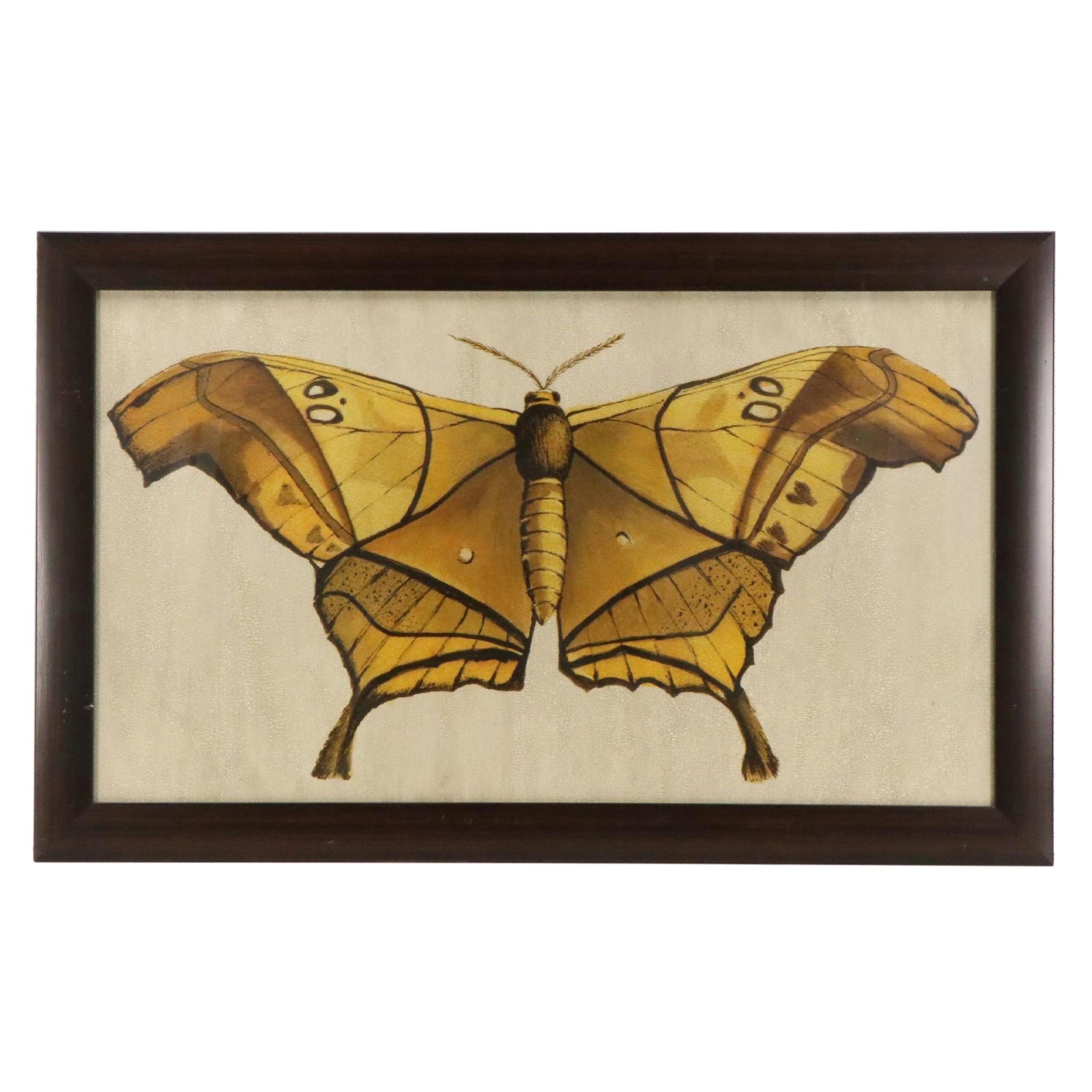 Embellished Giclée "Ochre Papillon 2," 21st Century