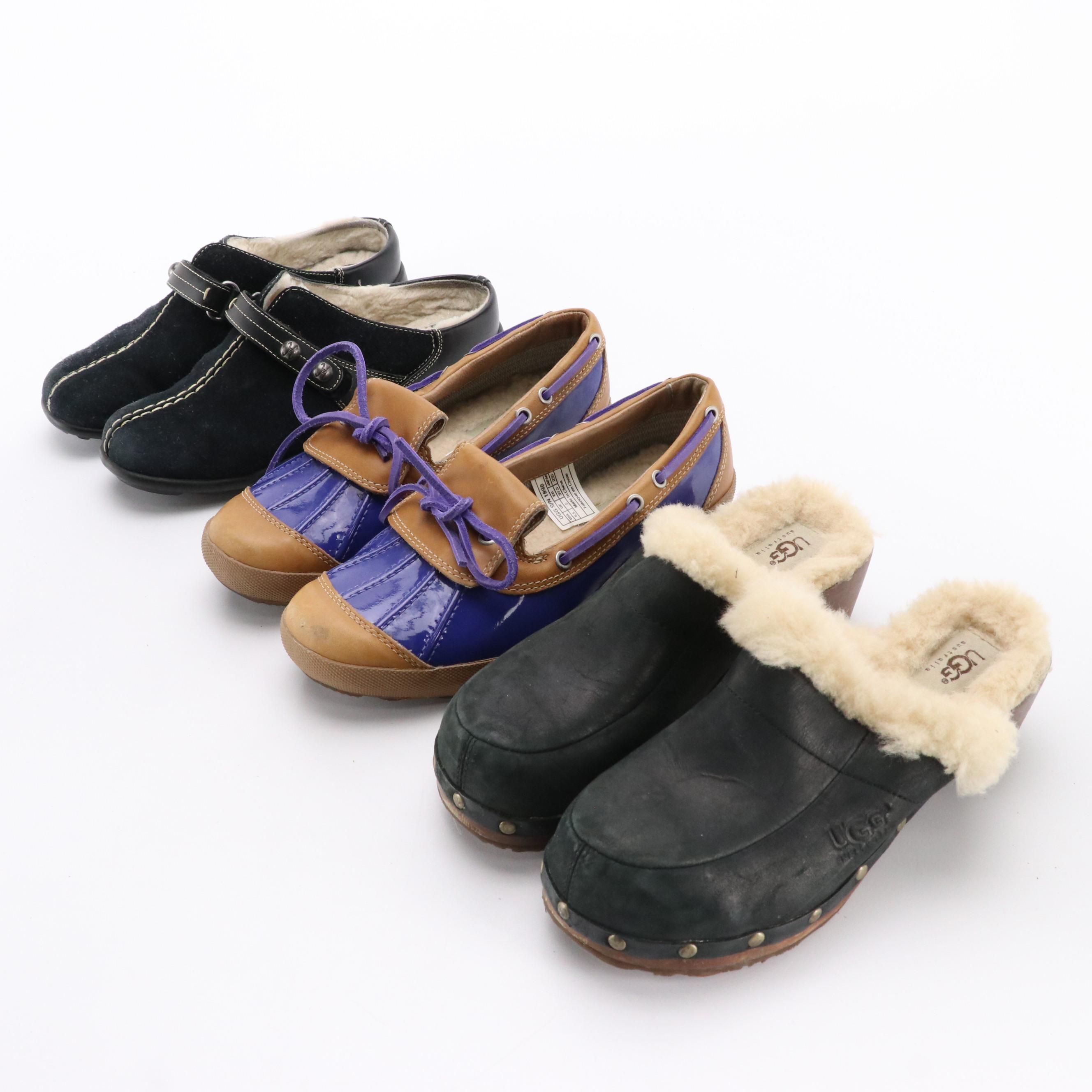 UGG Ashdale 1898 Duck Shoes, Kalie 5491 Mules, and Cole Haan Meribel Clogs
