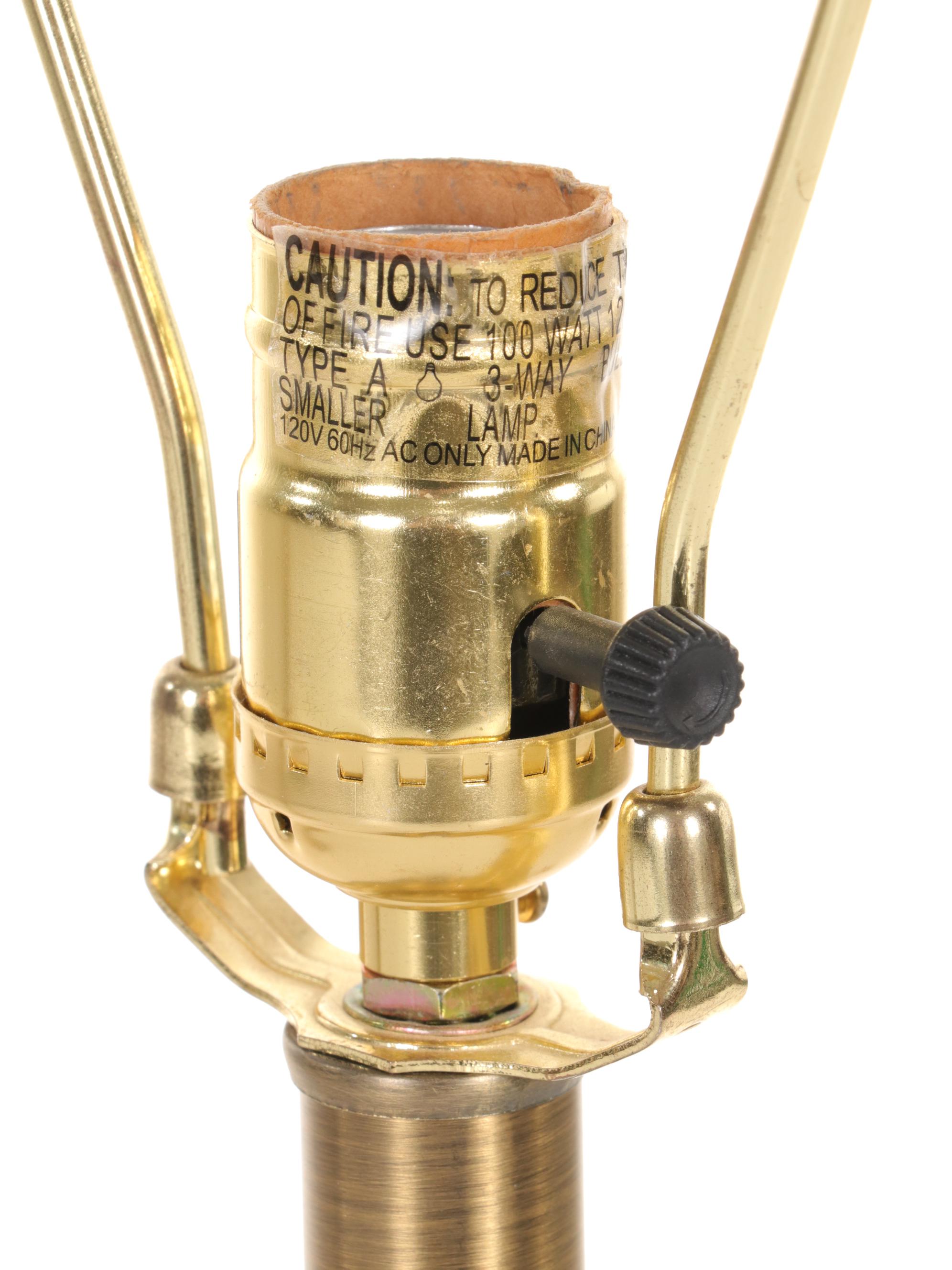 Colonial Revival Brushed Brass Table Lamps, Pair, 21st Century