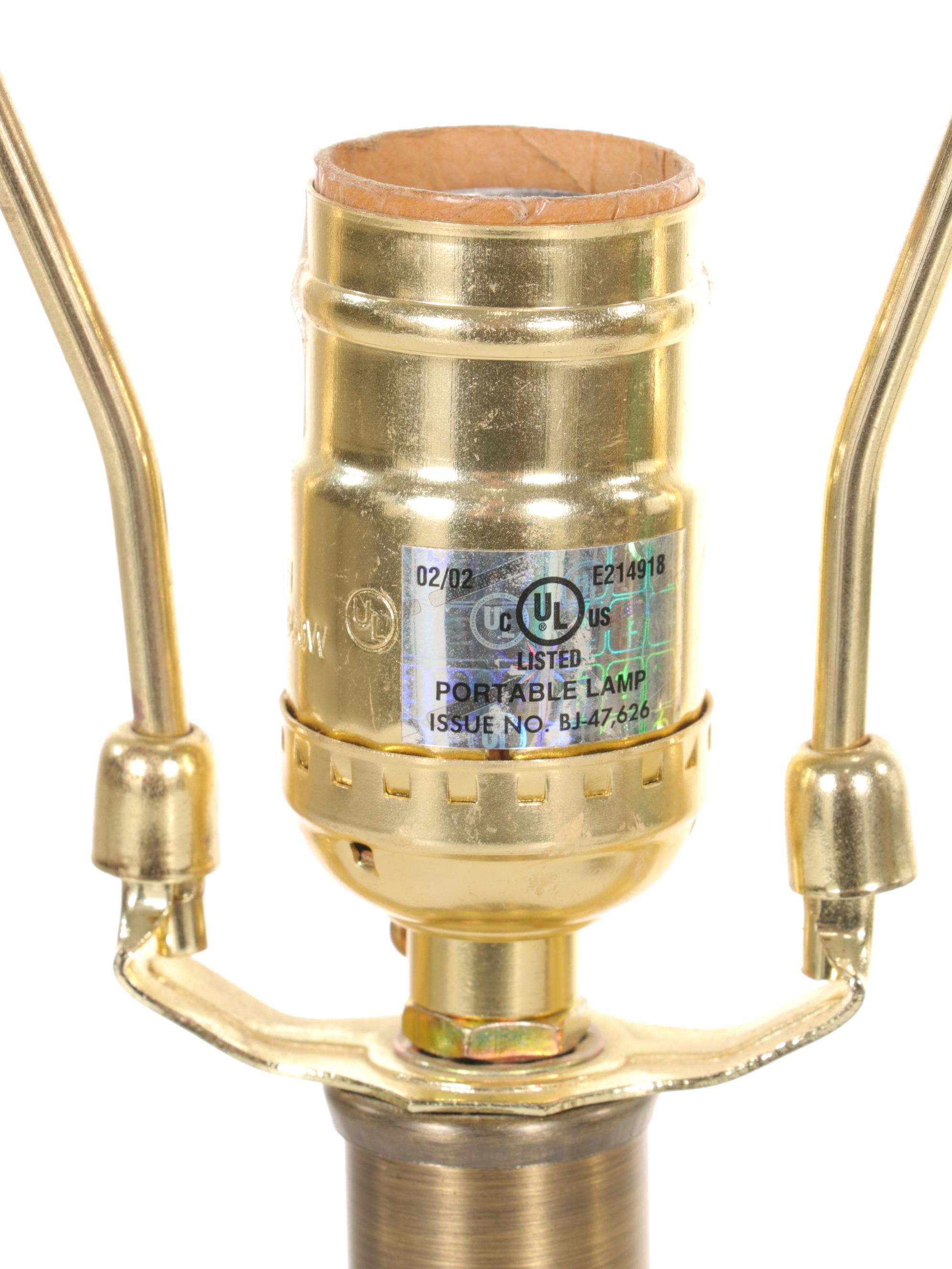 Colonial Revival Brushed Brass Table Lamps, Pair, 21st Century