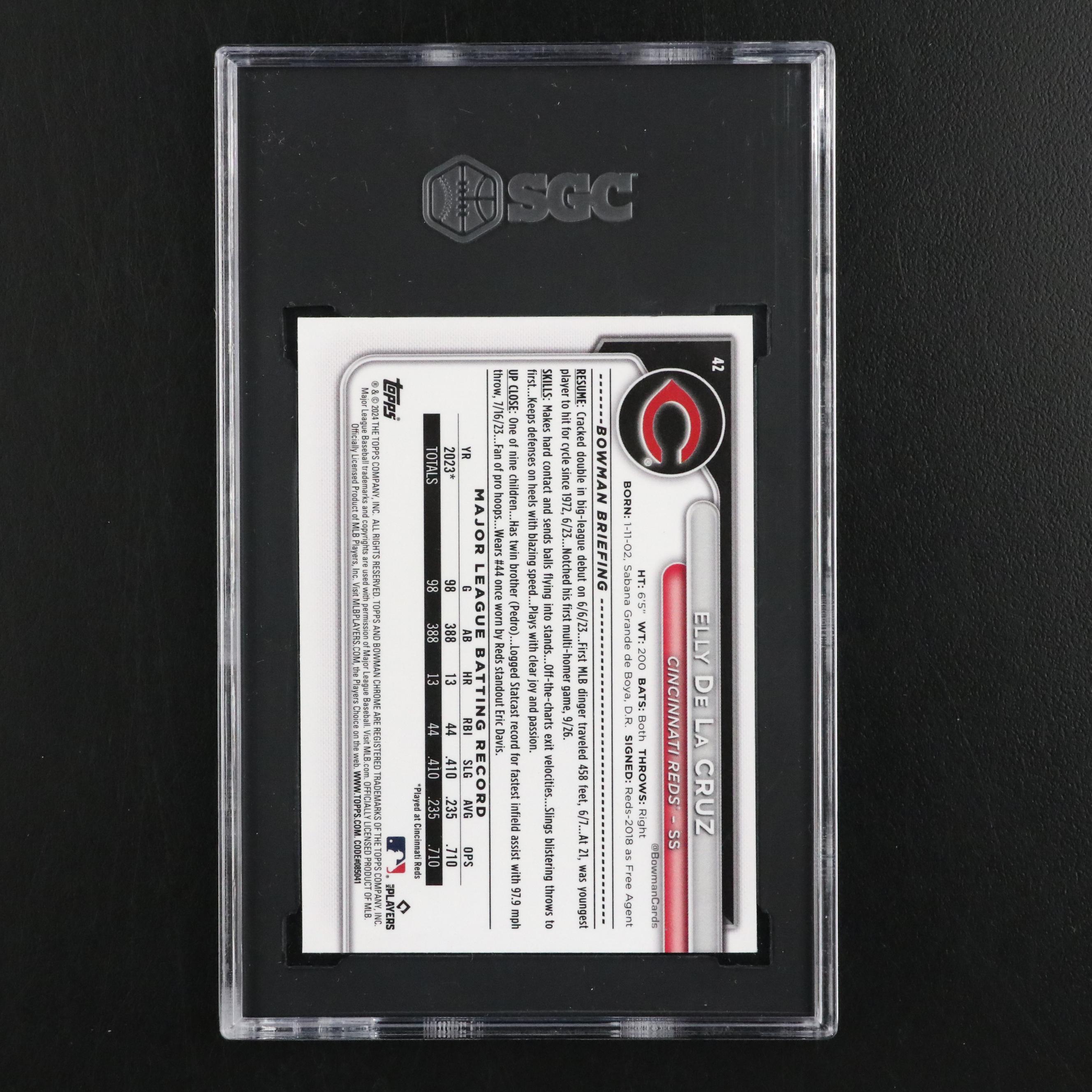 2024 Bowman Chrome Elly De La Cruz Rookie Card #42 Graded SGC 10