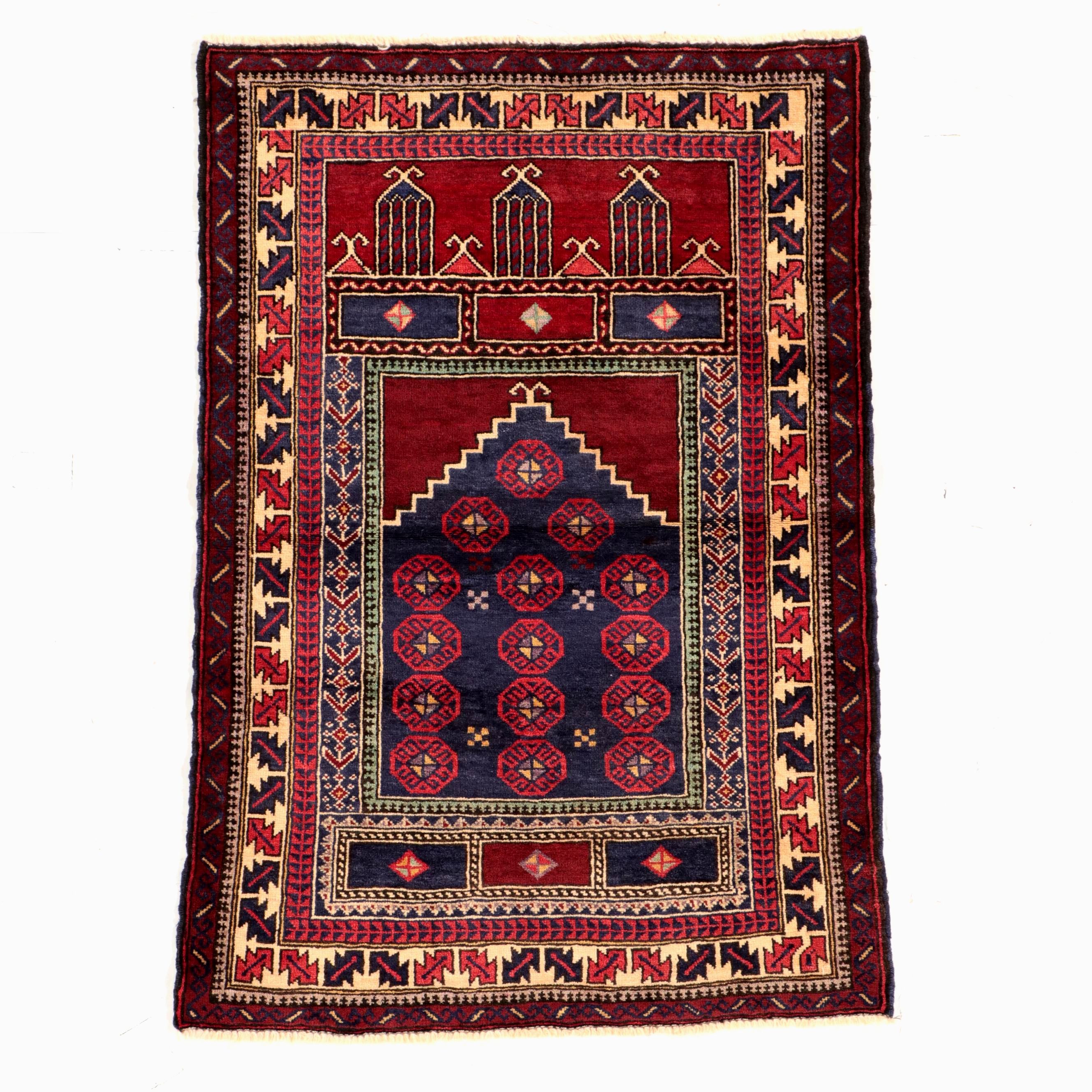 3'1 x 4'4 Hand-Knotted Afghan Baluch Prayer Rug