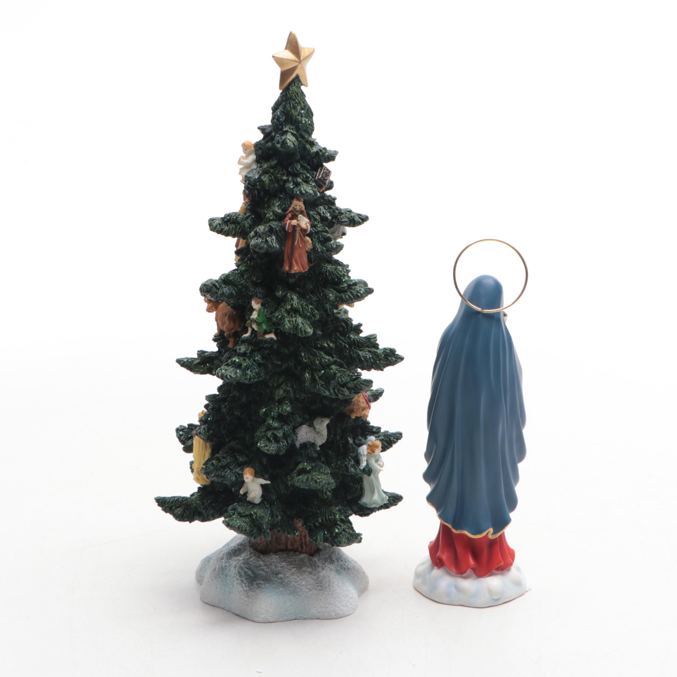 Pipka Santas Nativity Tree, Lady of Snow, Faith and Our Lady Loreto Figurines