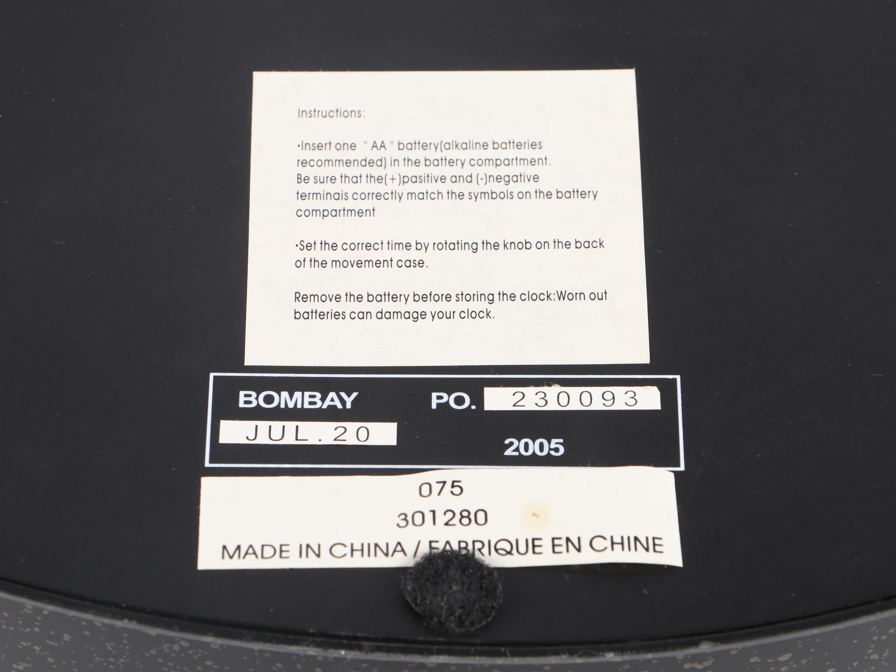 Bombay Company "Sterling & Noble" Wall Clock, 2005