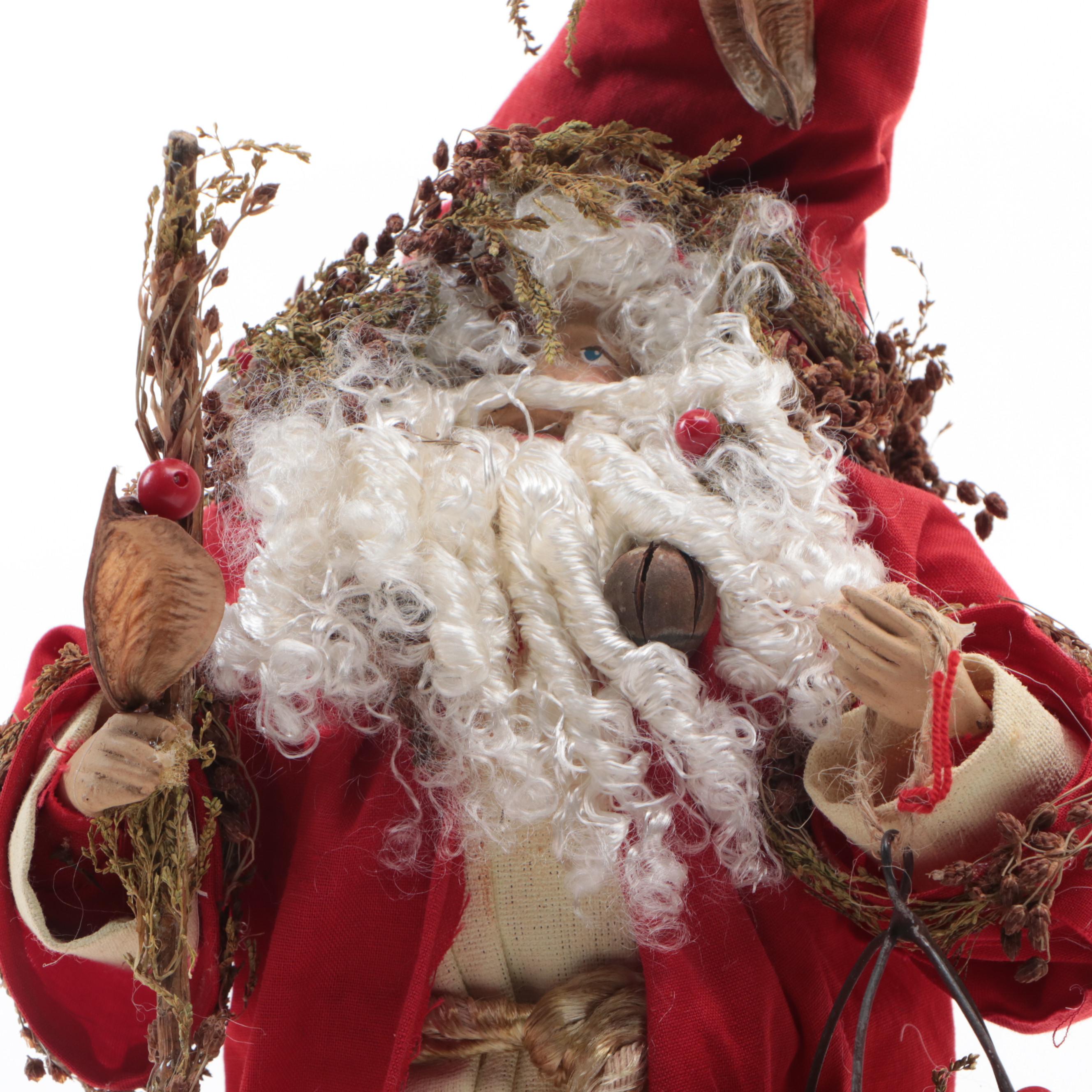 Handmade Wood, Fabric, and Other Santa Claus Figures