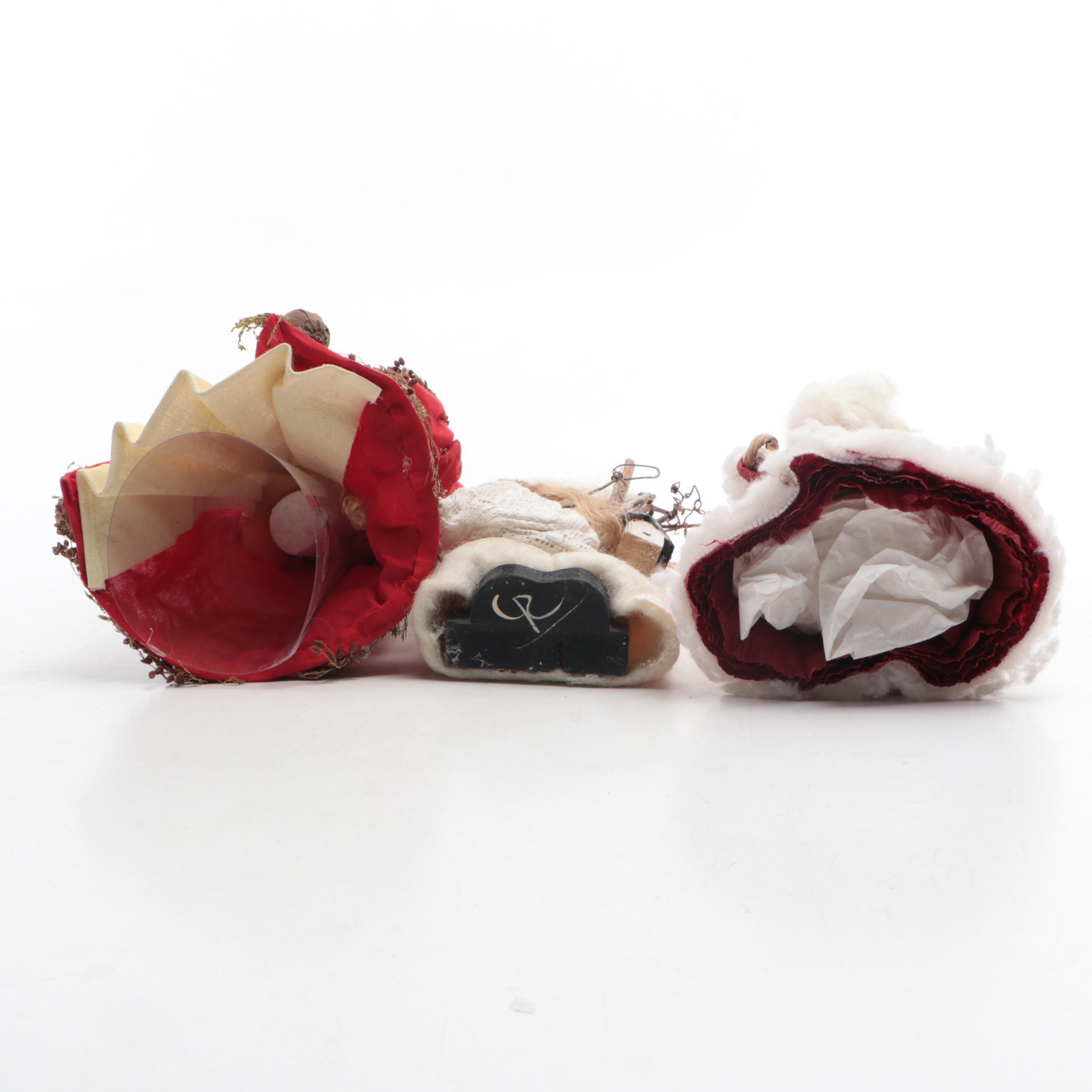 Handmade Wood, Fabric, and Other Santa Claus Figures