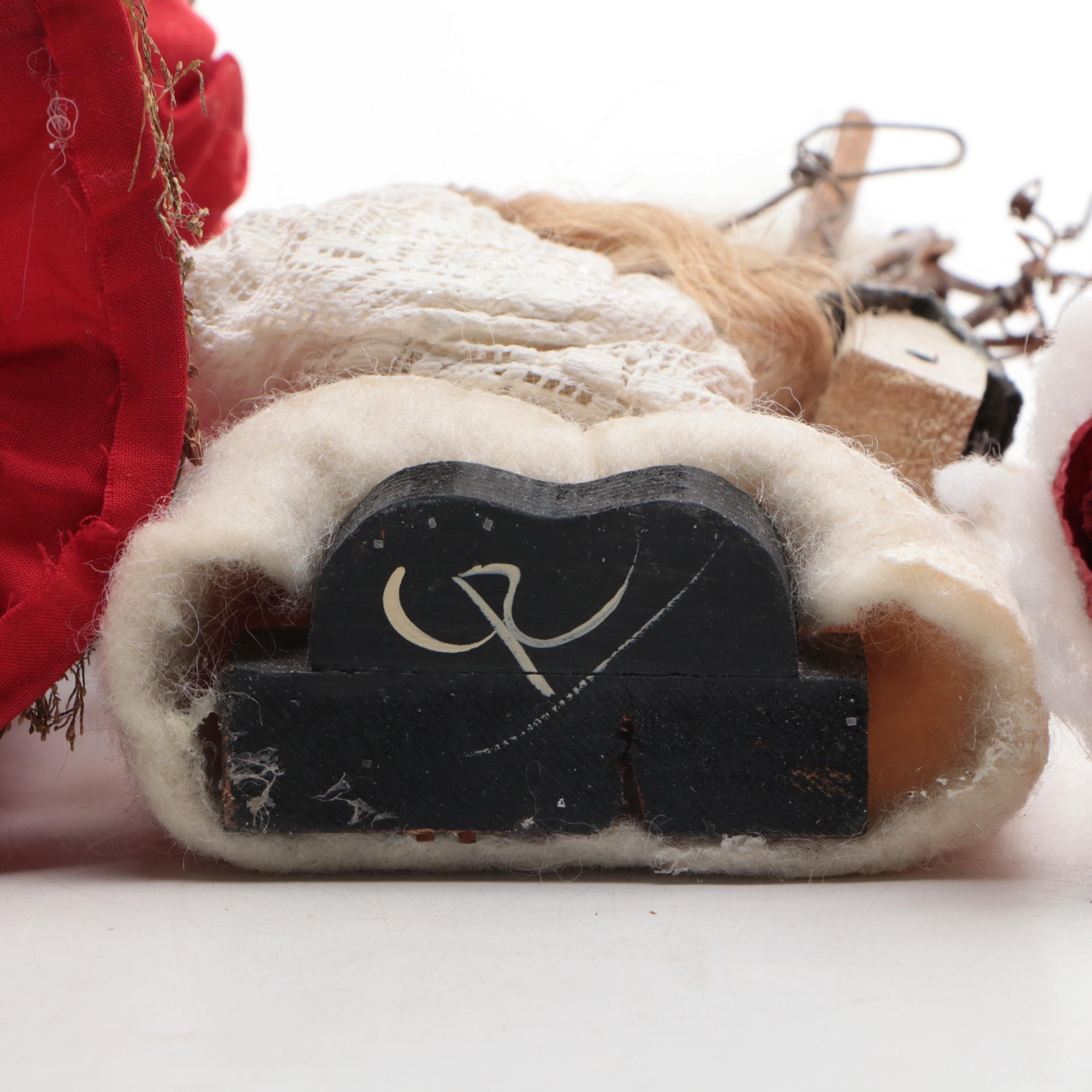 Handmade Wood, Fabric, and Other Santa Claus Figures