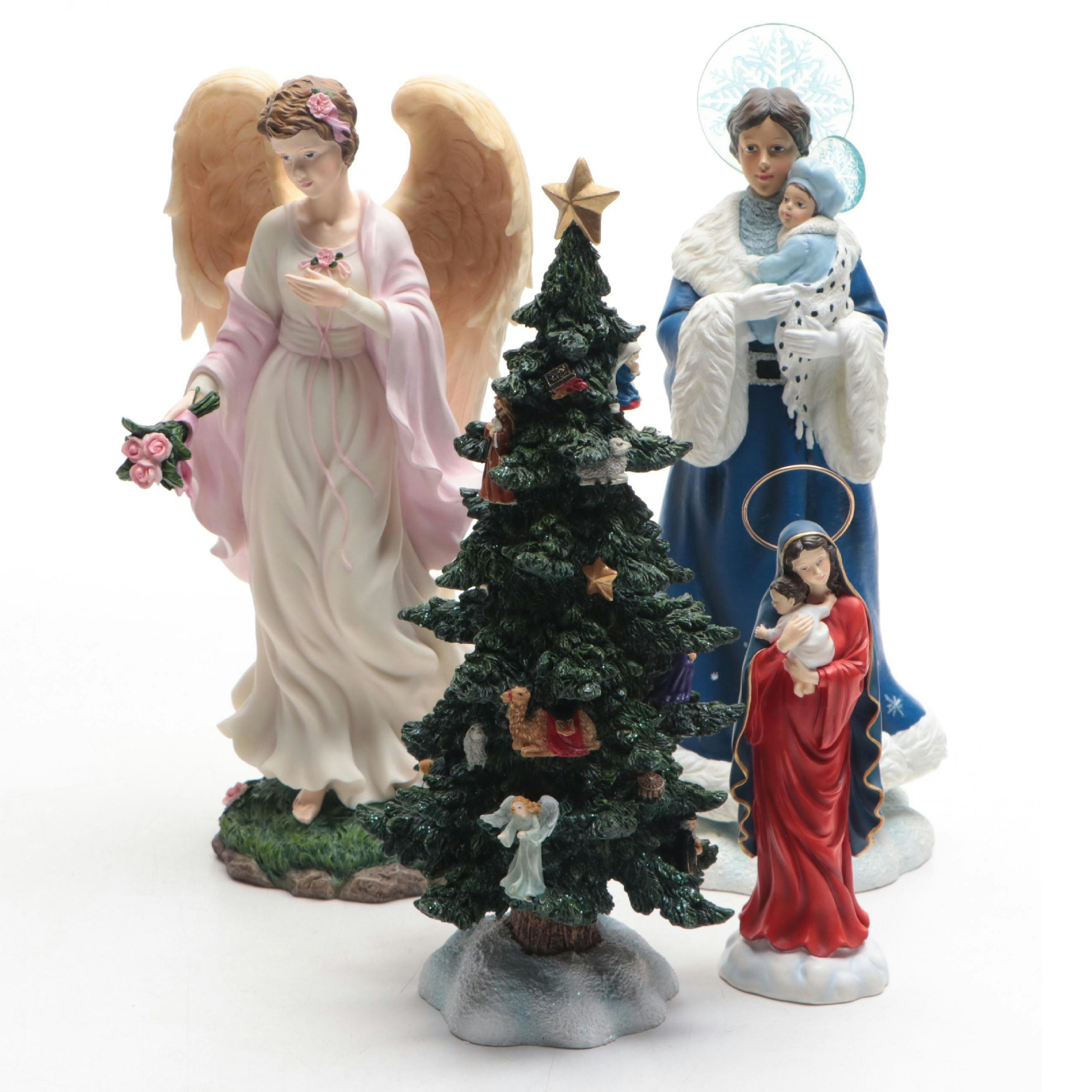 Pipka Santas Nativity Tree, Lady of Snow, Faith and Our Lady Loreto Figurines