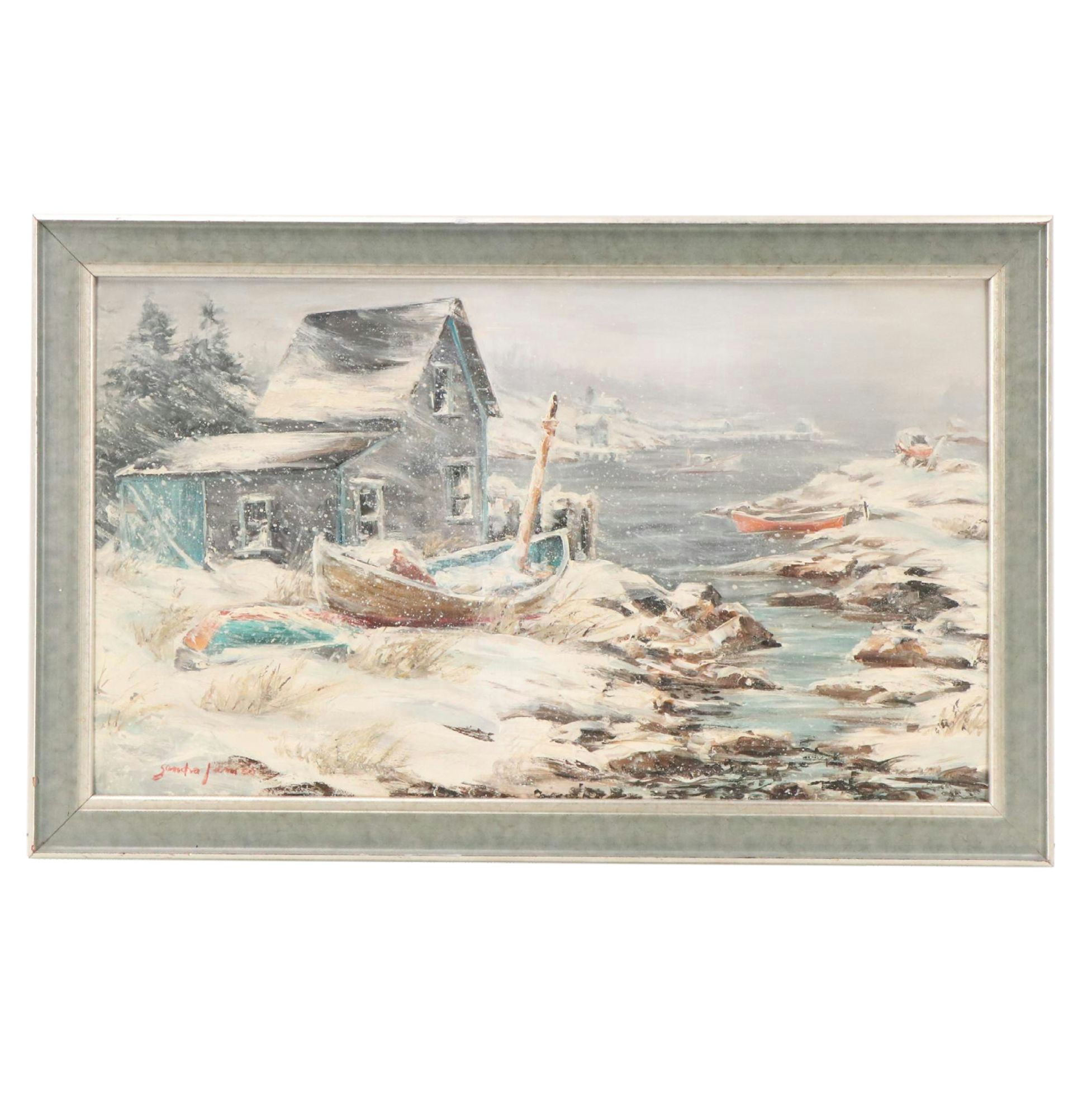 Sandra James Winter Seascape Oil Painting