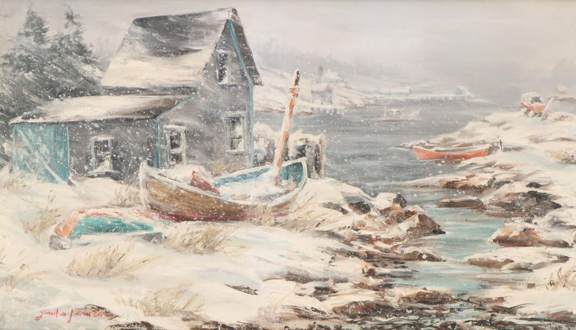 Sandra James Winter Seascape Oil Painting