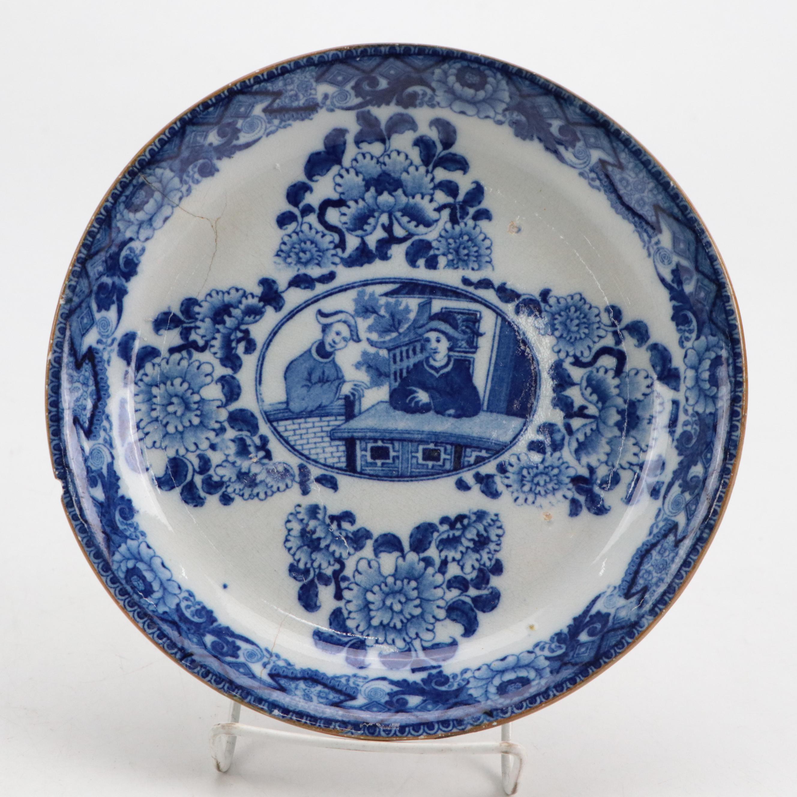 Chinese Porcelain Lidded Vessel with English Earthenware Chinoiserie Tableware