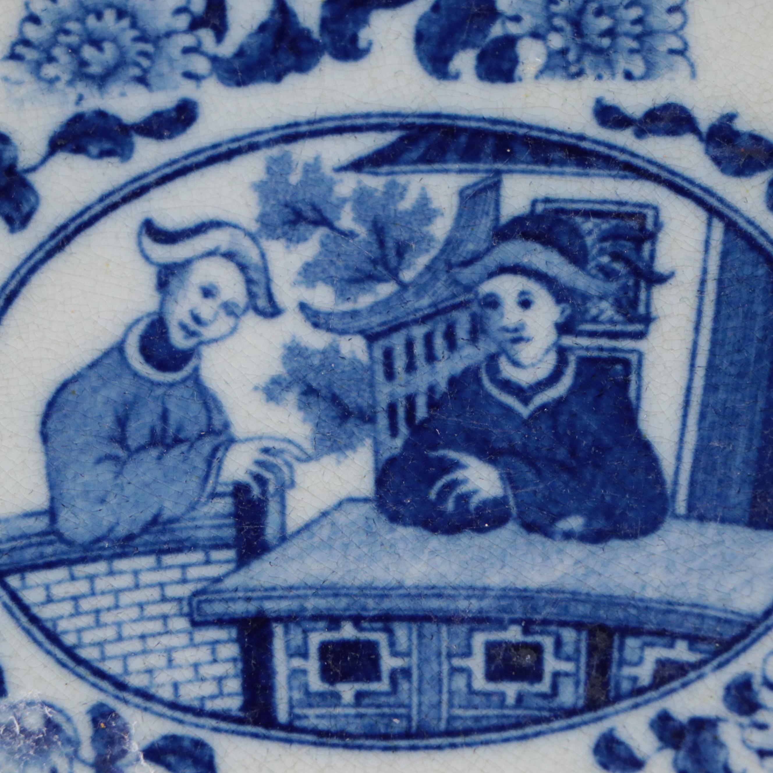 Chinese Porcelain Lidded Vessel with English Earthenware Chinoiserie Tableware