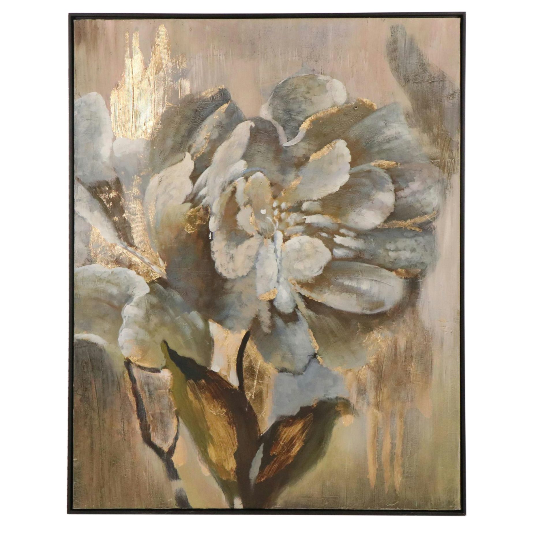 Embellished Giclée of Peony Flower, 21st Century