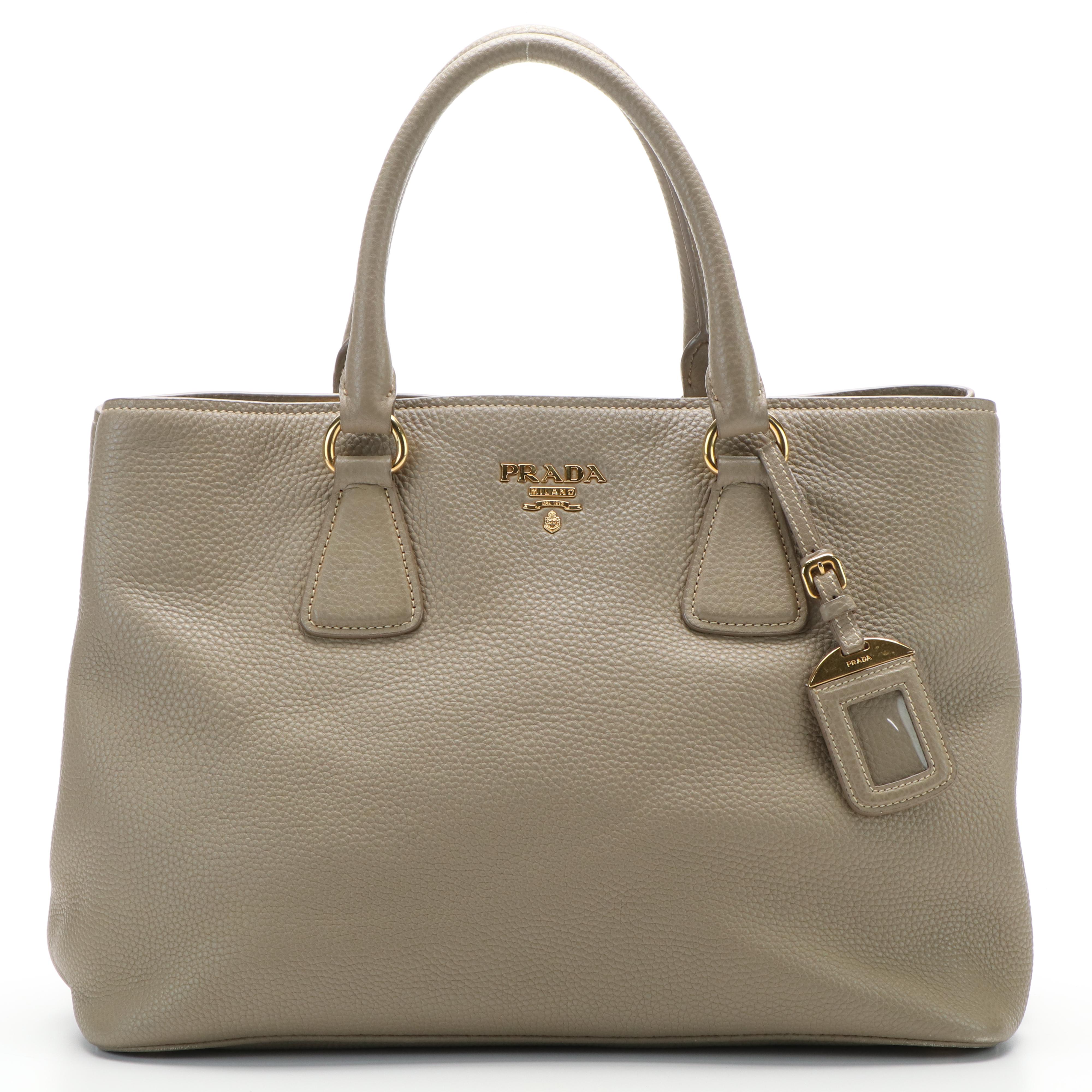 Prada Phenix Shoulder Bag in Argilla Vitello Daino Leather