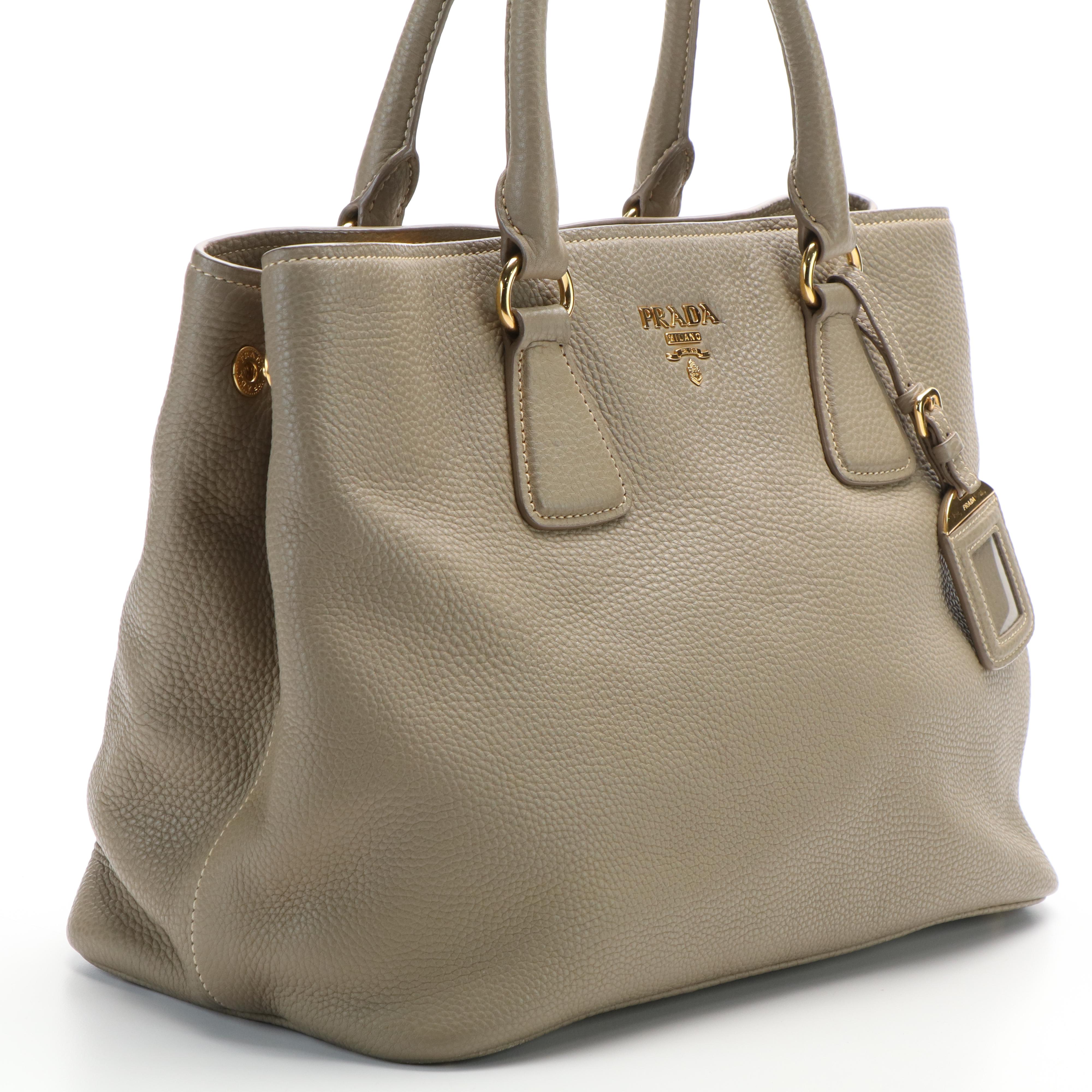 Prada Phenix Shoulder Bag in Argilla Vitello Daino Leather