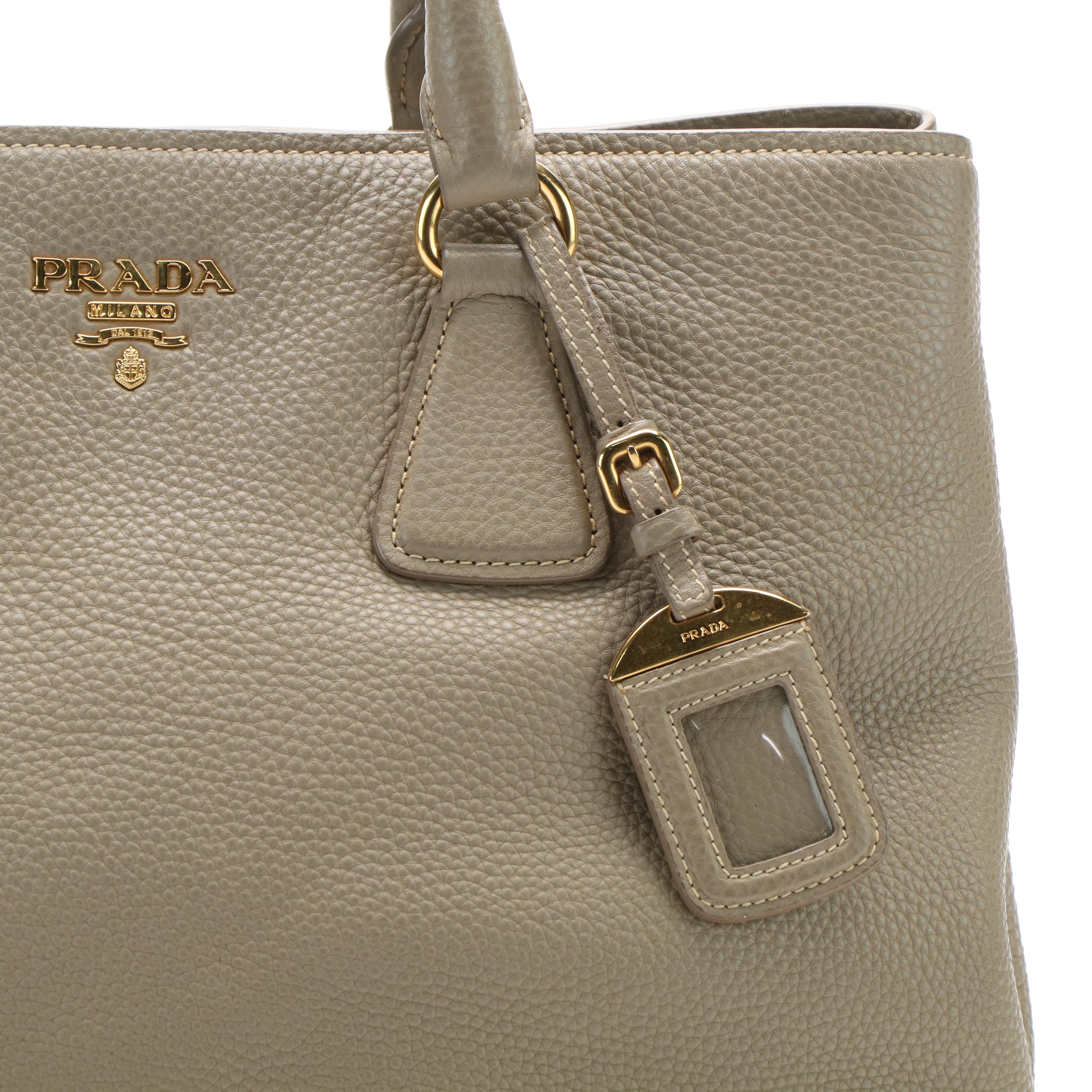 Prada Phenix Shoulder Bag in Argilla Vitello Daino Leather