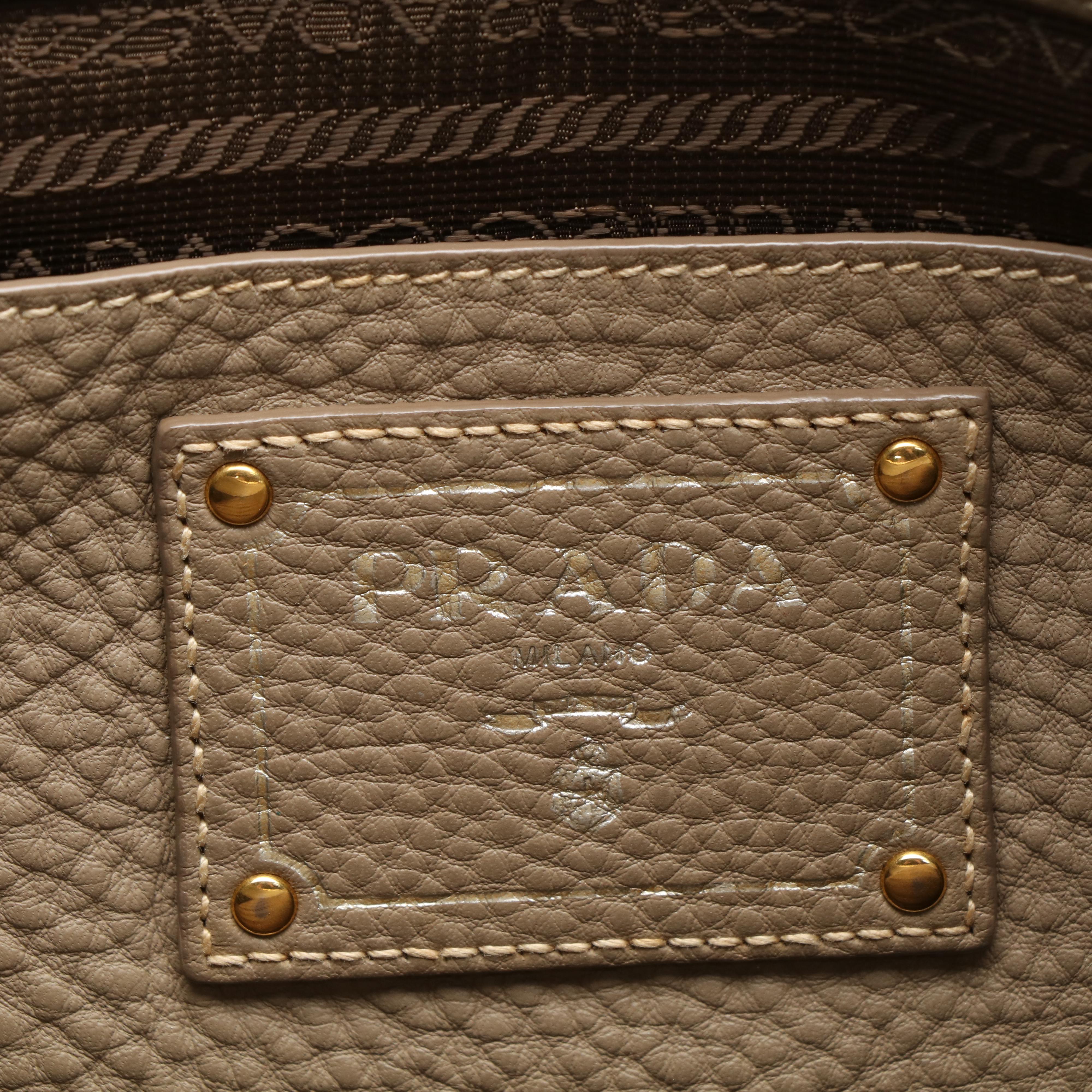 Prada Phenix Shoulder Bag in Argilla Vitello Daino Leather