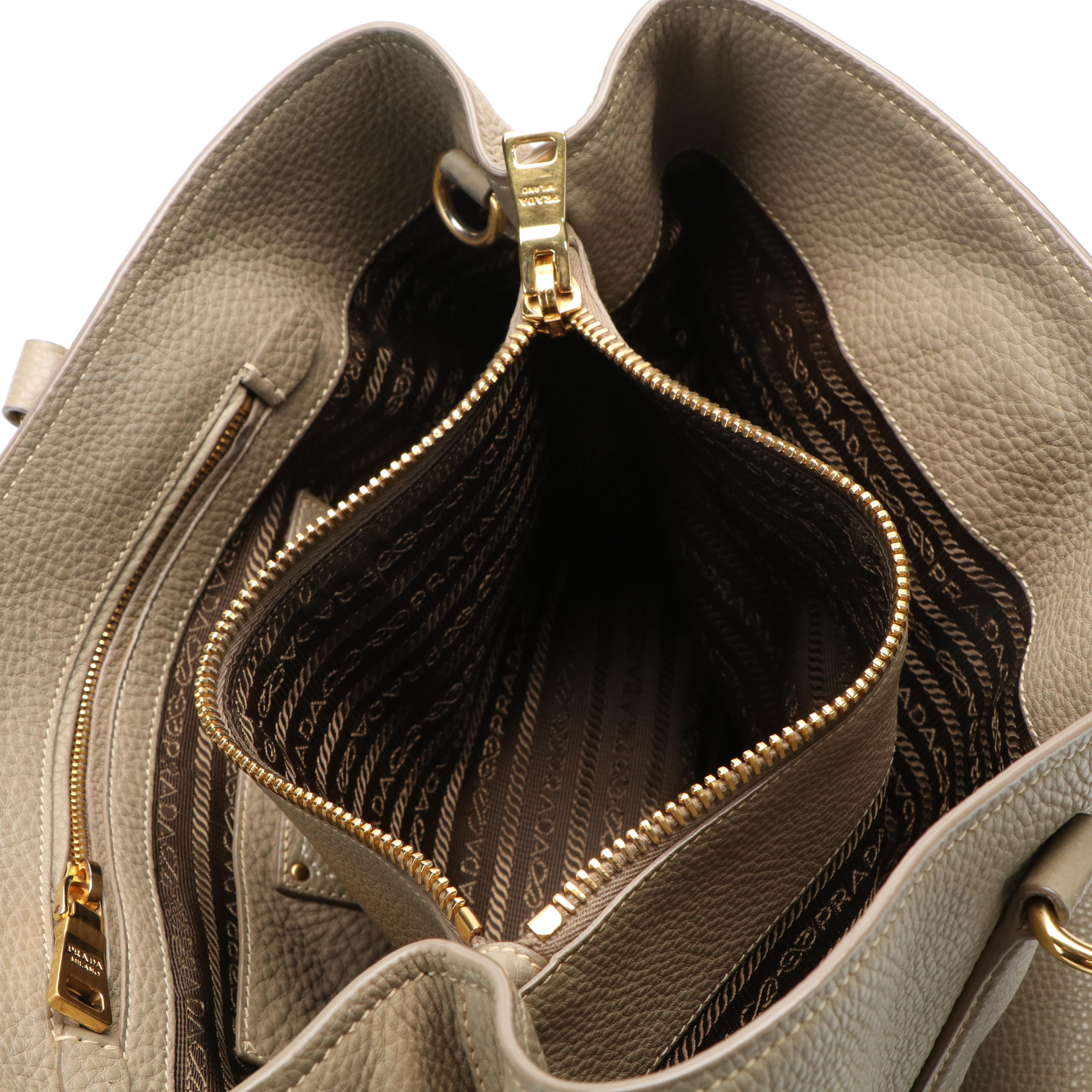 Prada Phenix Shoulder Bag in Argilla Vitello Daino Leather