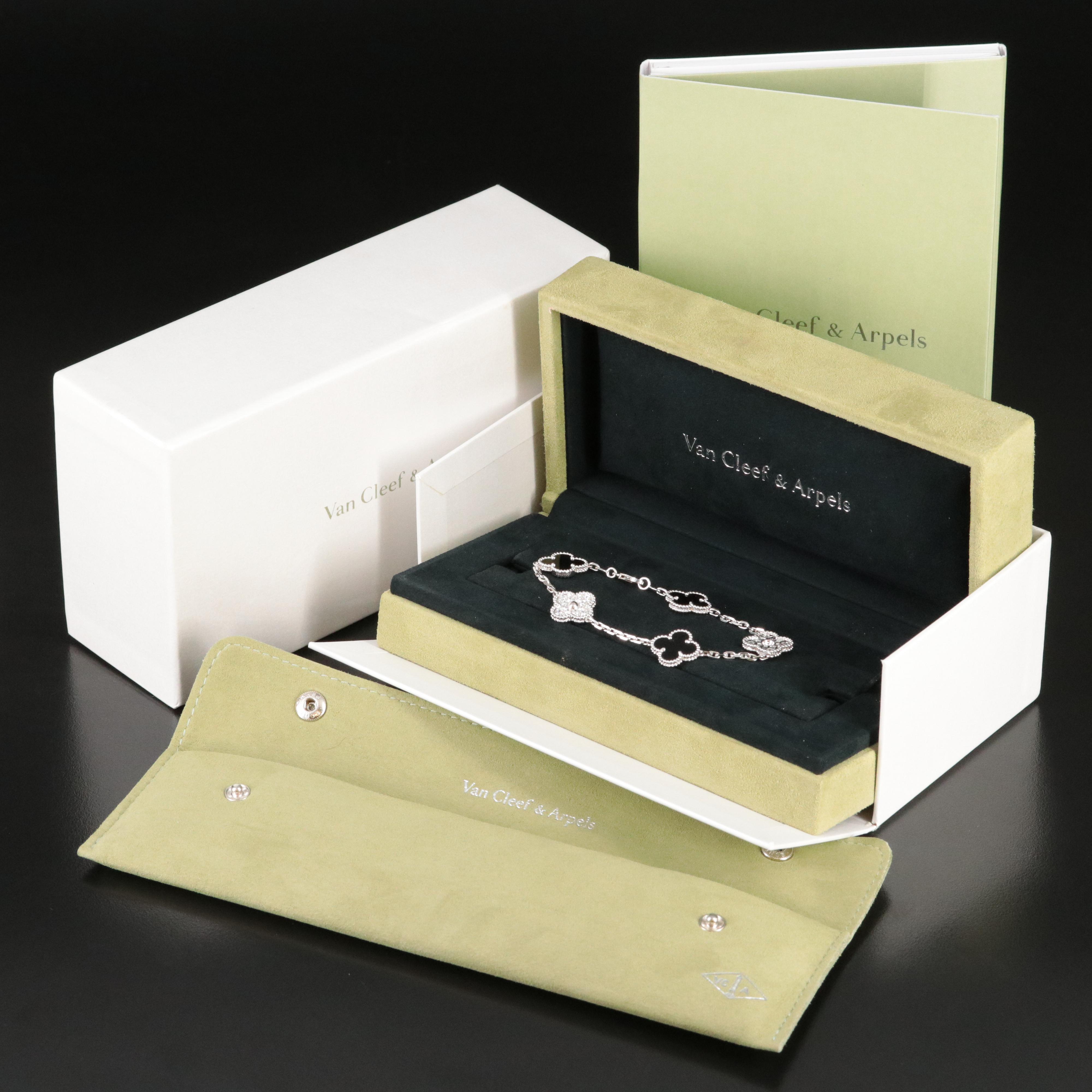 Van Cleef & Arpels Vintage Alhambra 18K 1.08 CTW Diamond and Black Onyx Bracelet