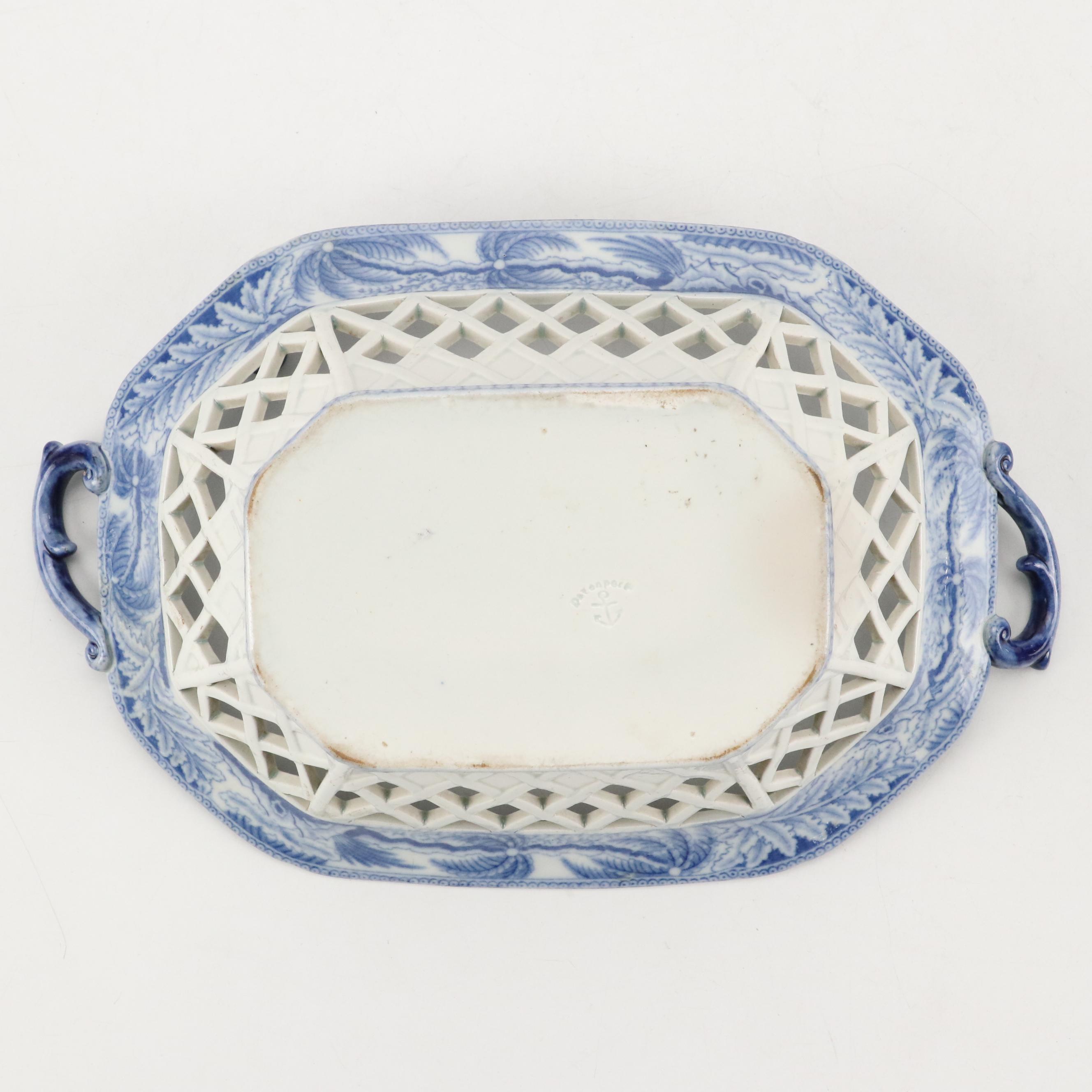 Davenport Pearlware Chinoiserie Ruins Chestnut Basket, ca. 1800-1805