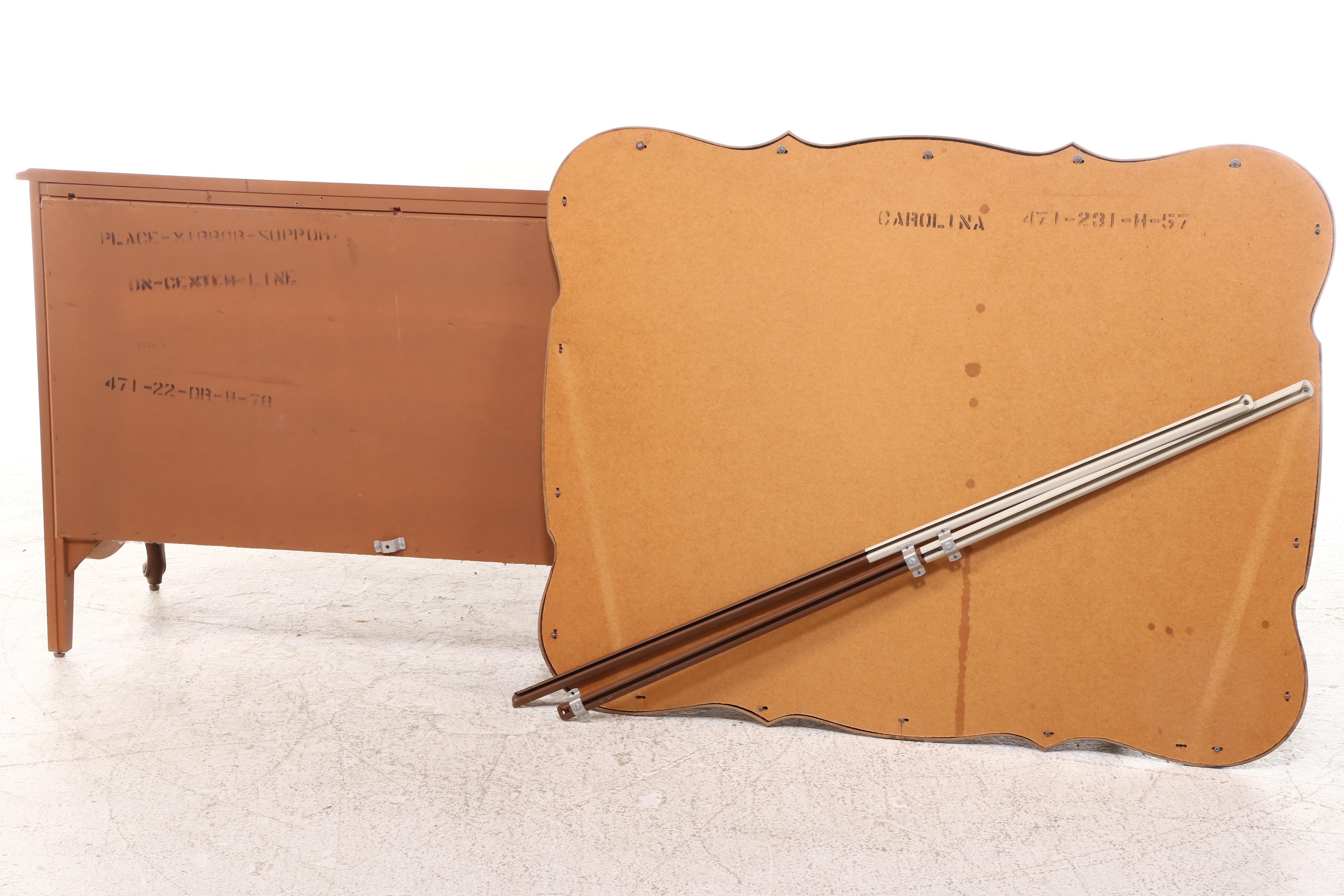 French Provincial Style Fruitwood-Stained Nine-Drawer Serpentine Dresser